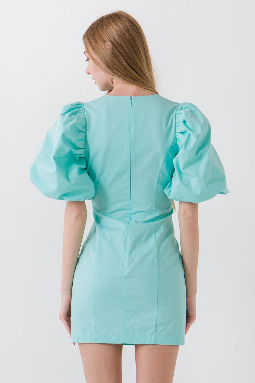 Endless Rose Puff Sleeve Bodycon Mini Dress MAUVE