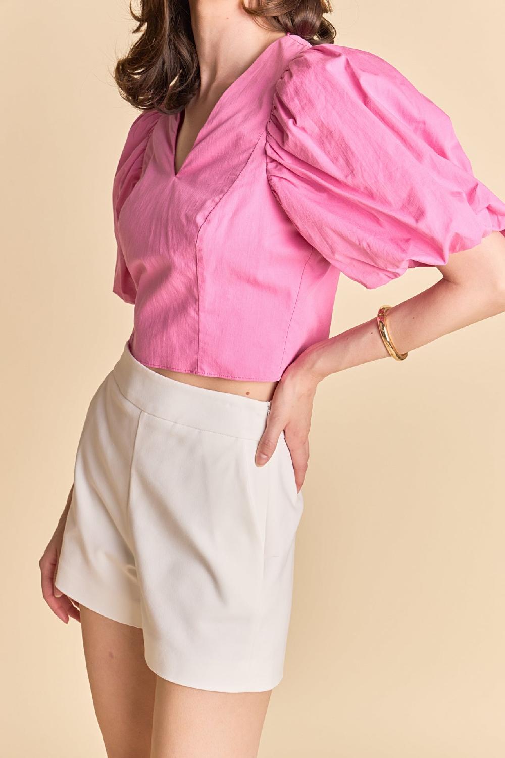 Endless Rose Puff Sleeve Crop Top POWDER BLUE