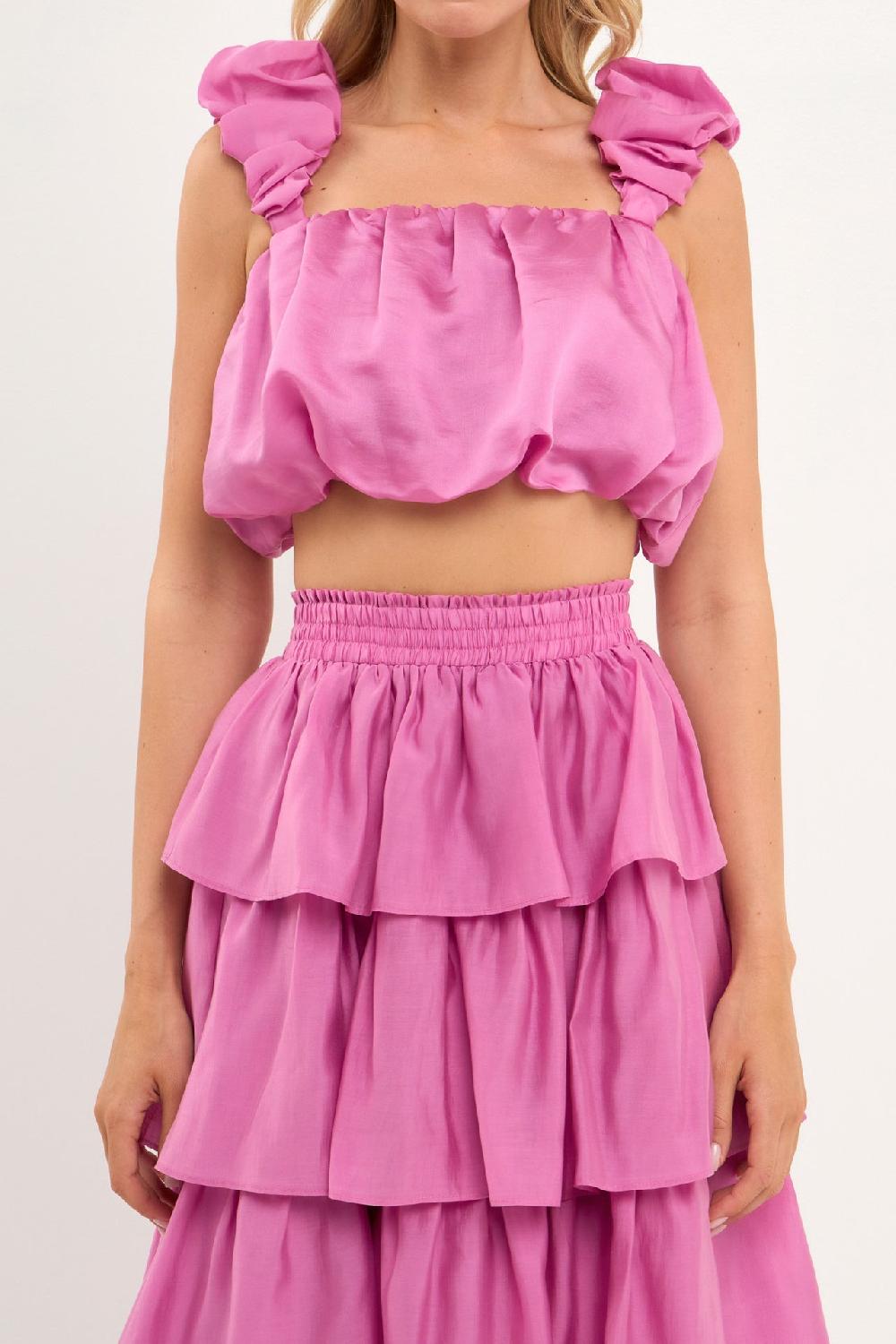 Endless Rose Puff Sleeve Cropped Top ORCHID