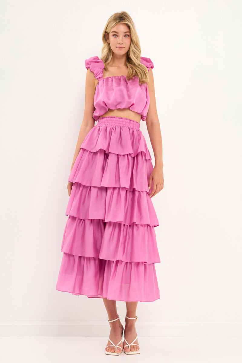 endless rose Puff Sleeve Cropped Top ORCHID