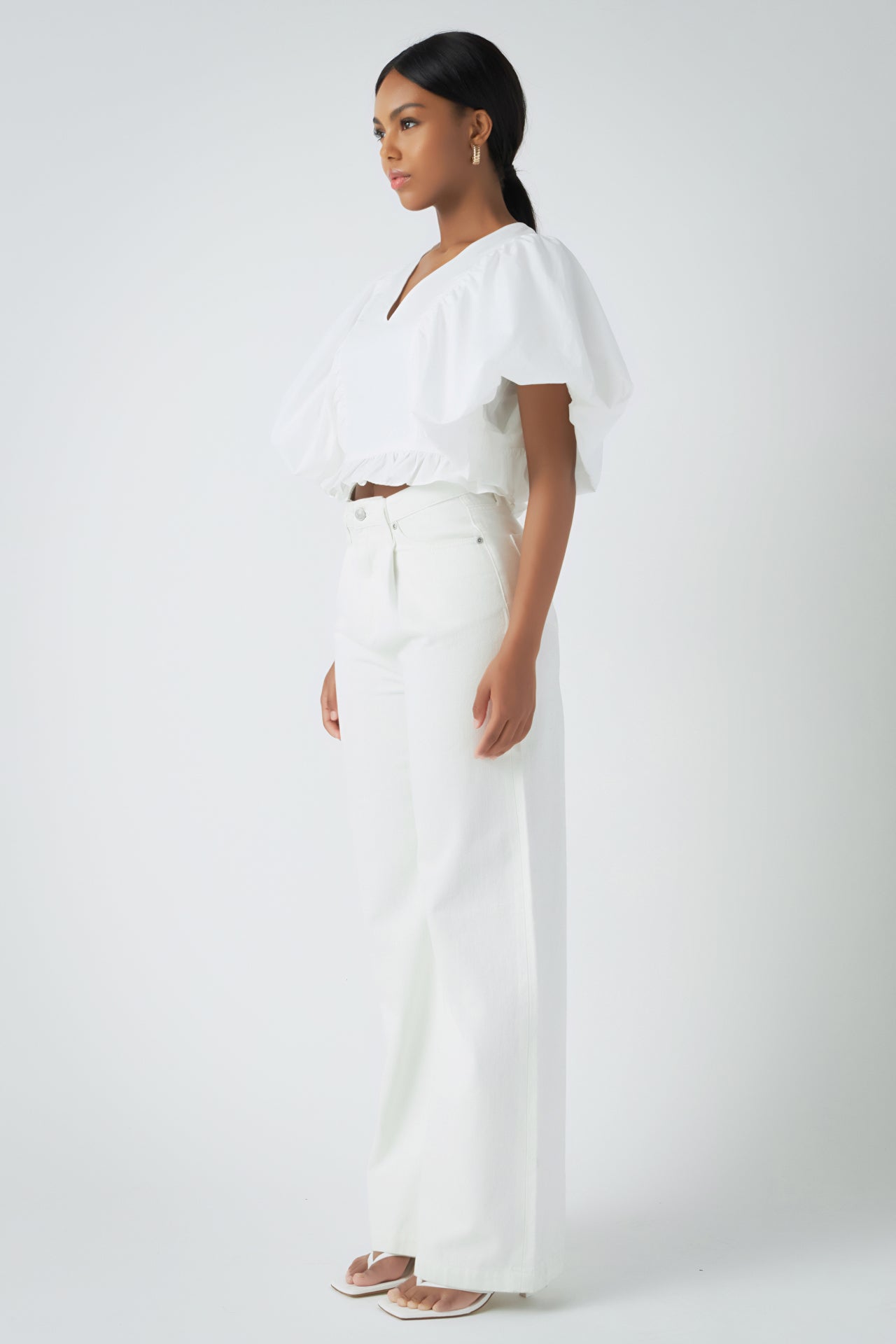 Endless Rose Puff Sleeve Detail Top WHITE