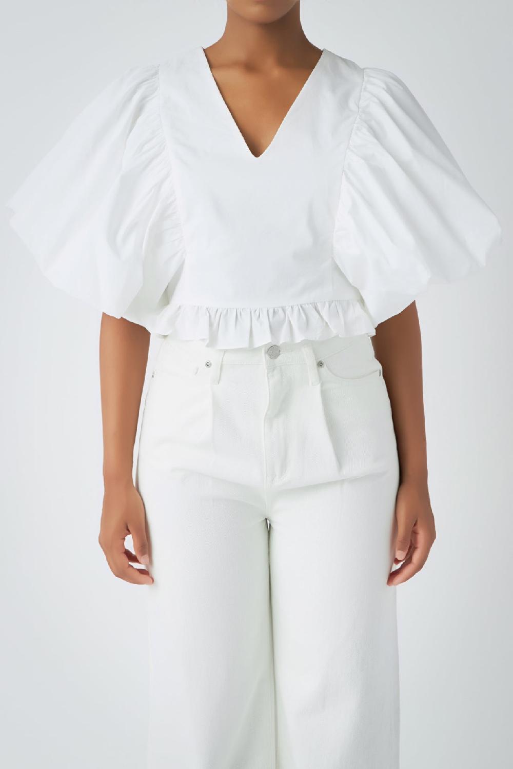 Endless Rose Puff Sleeve Detail Top WHITE