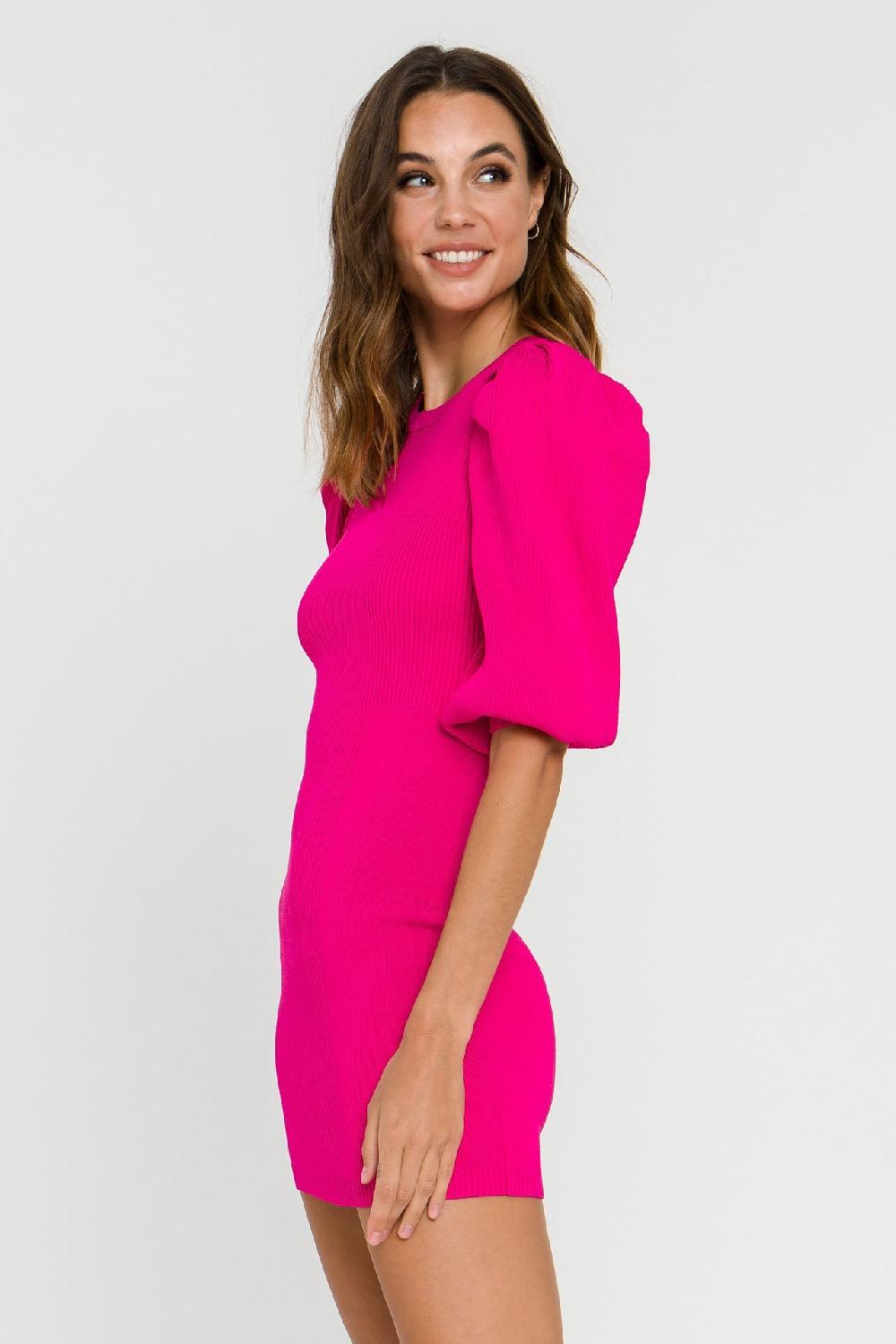 Endless Rose Puff Sleeve Knit Dress PINK
