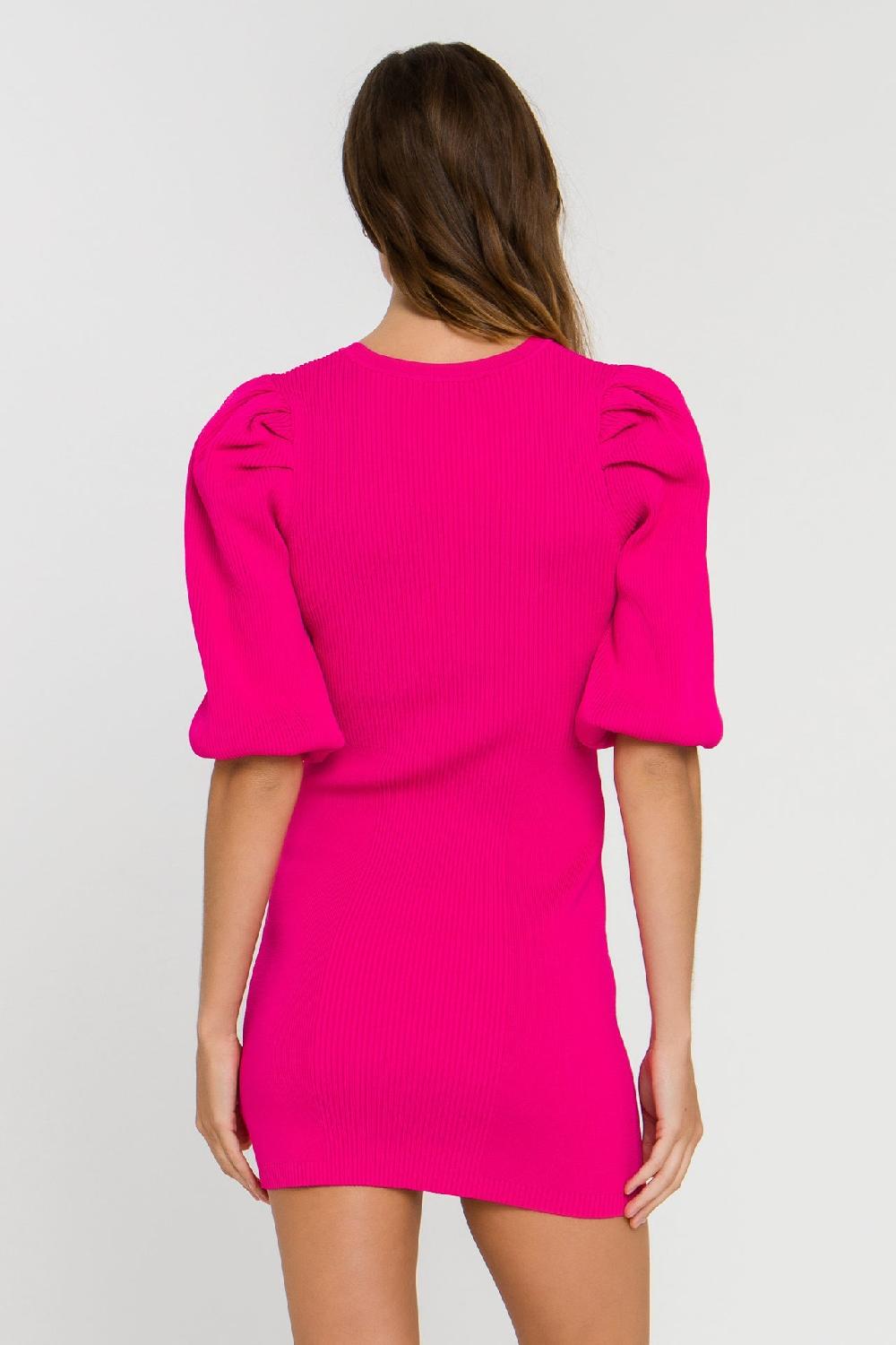 Endless Rose Puff Sleeve Knit Dress PINK