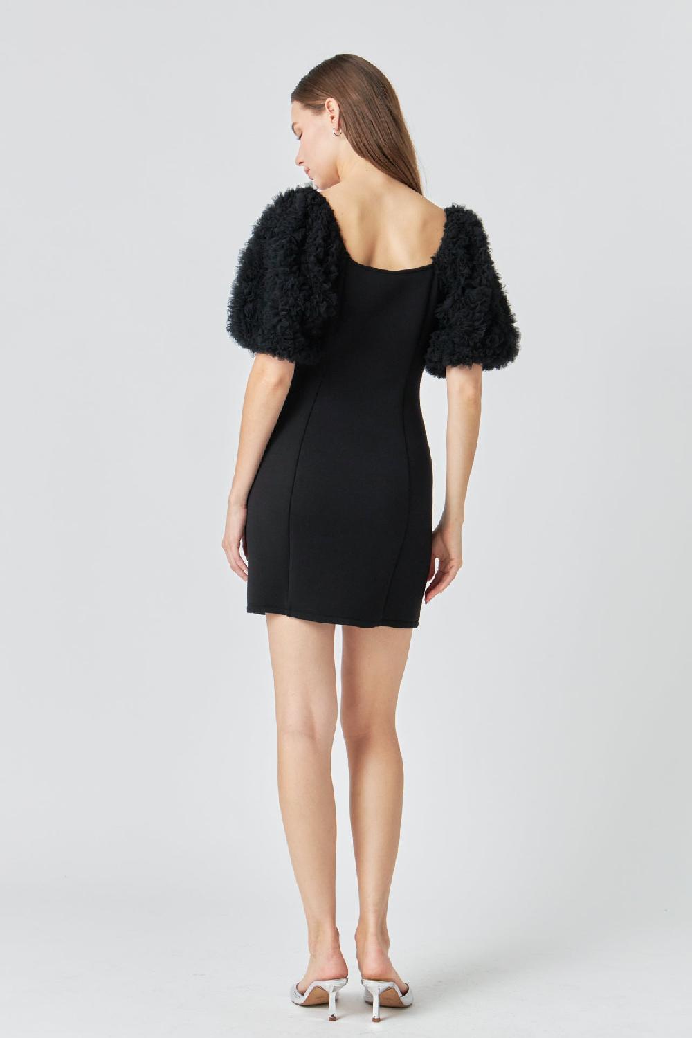 Endless Rose Puff Sleeve Mini Dress BLACK