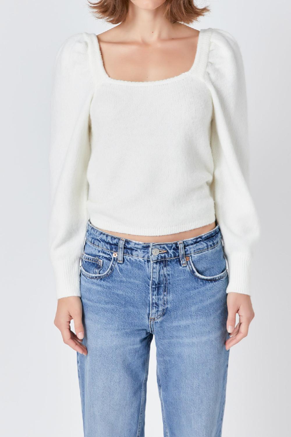 Endless Rose Puff Sleeve Sweater BLACK