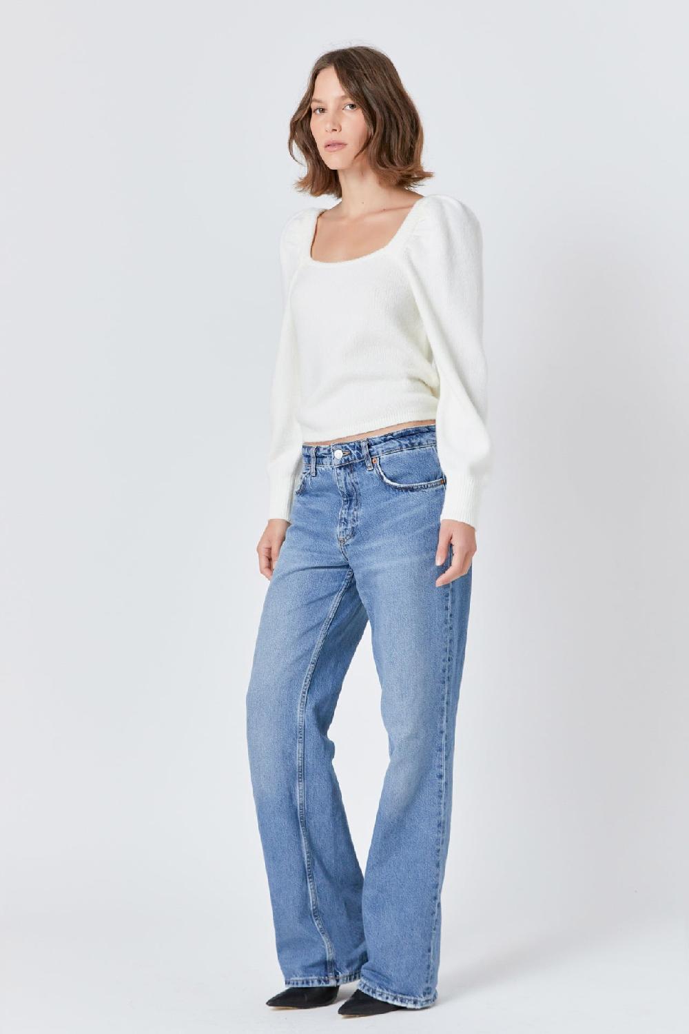 Endless Rose Puff Sleeve Sweater BLACK