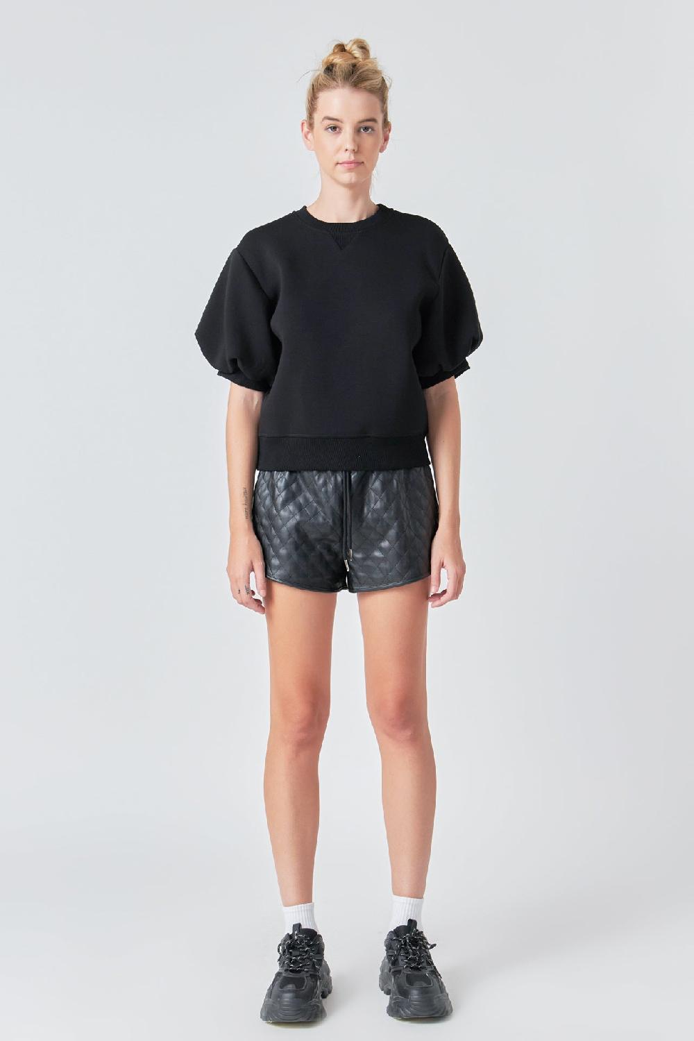 Endless Rose Puff Sleeve Sweatshirt BLACK