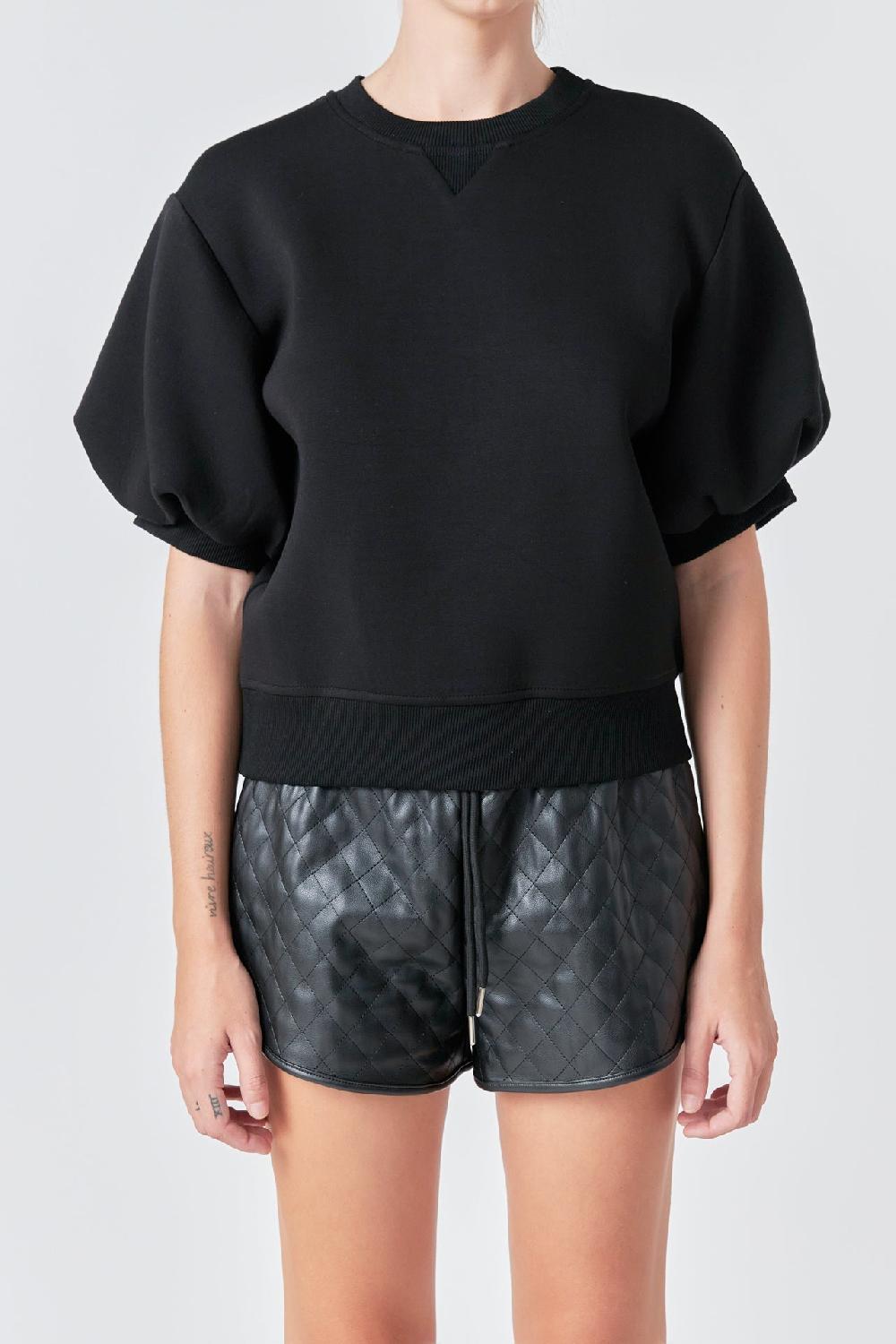 Endless Rose Puff Sleeve Sweatshirt BLACK