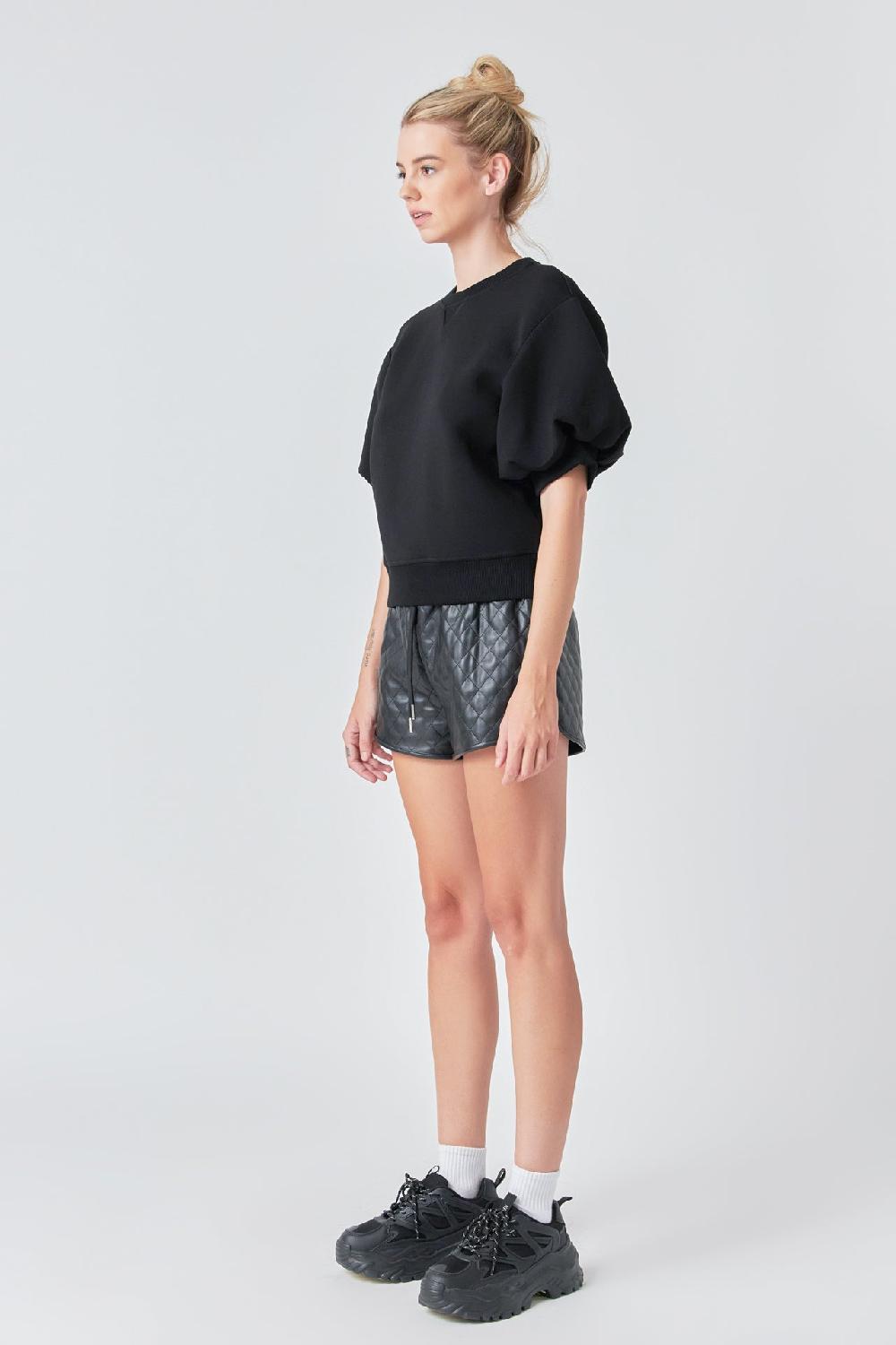 Endless Rose Puff Sleeve Sweatshirt BLACK