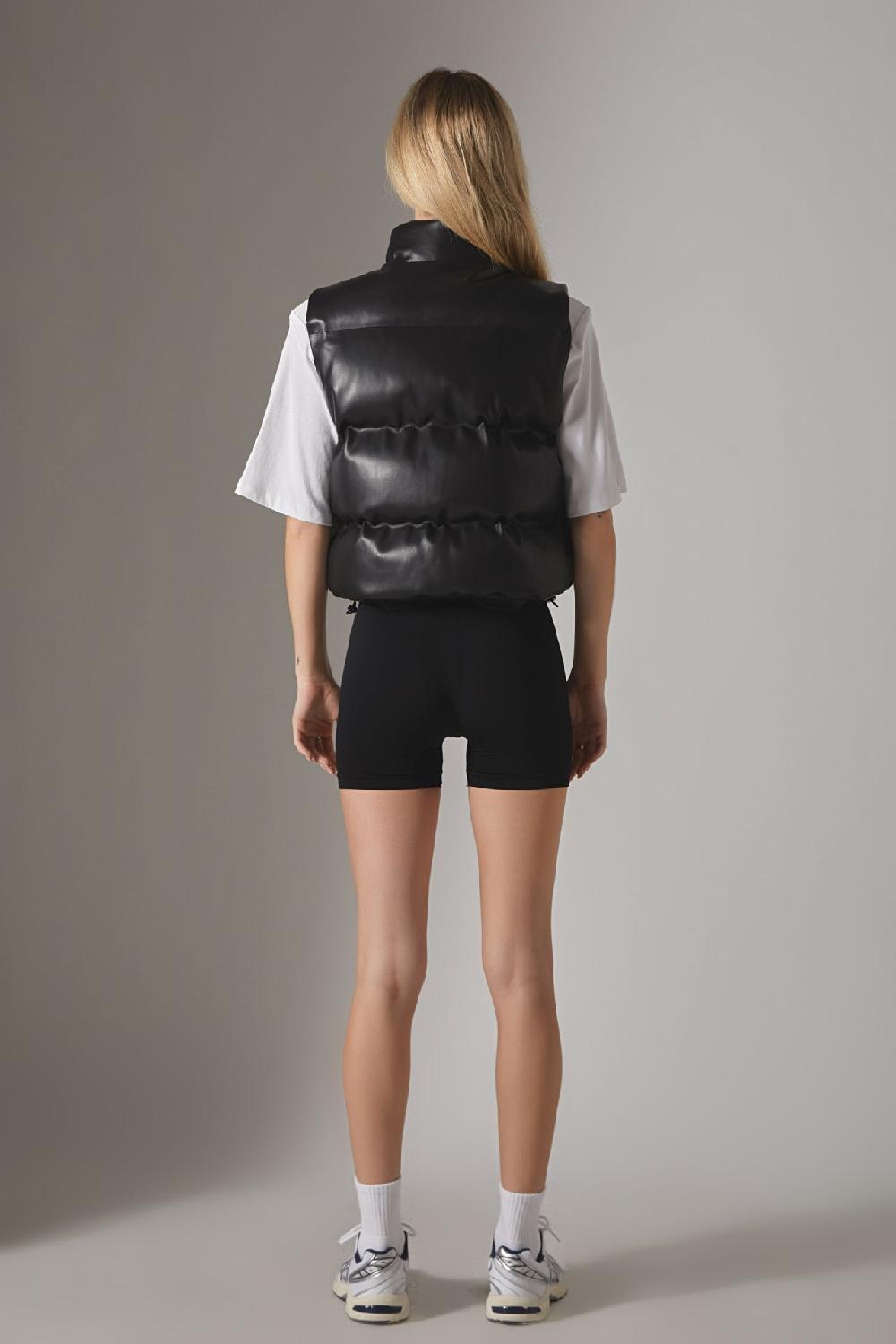 Endless Rose Puffer Cropped Vest BLACK