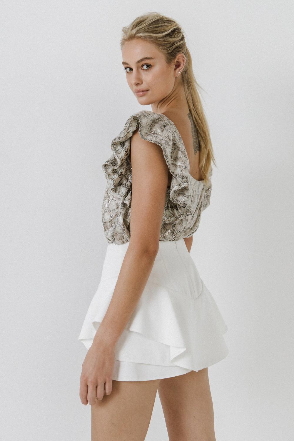 Endless Rose Python Sequin Babydoll Top MULTI