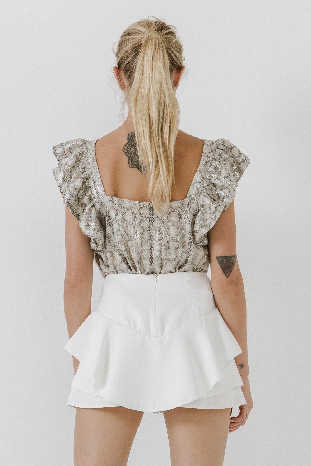 Endless Rose Python Sequin Babydoll Top MULTI