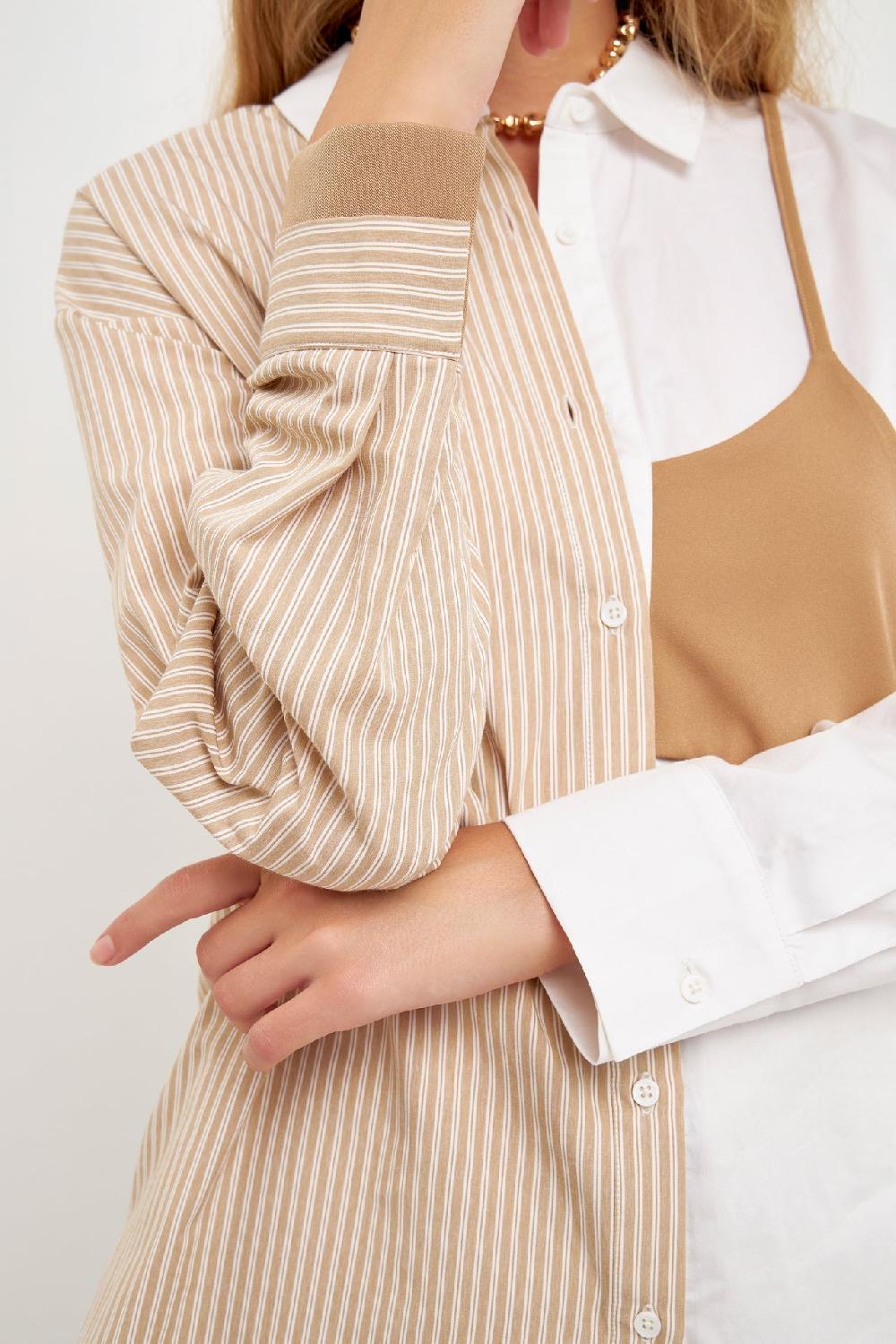 Endless Rose Re-purposed Shirts WHITE/KHAKI