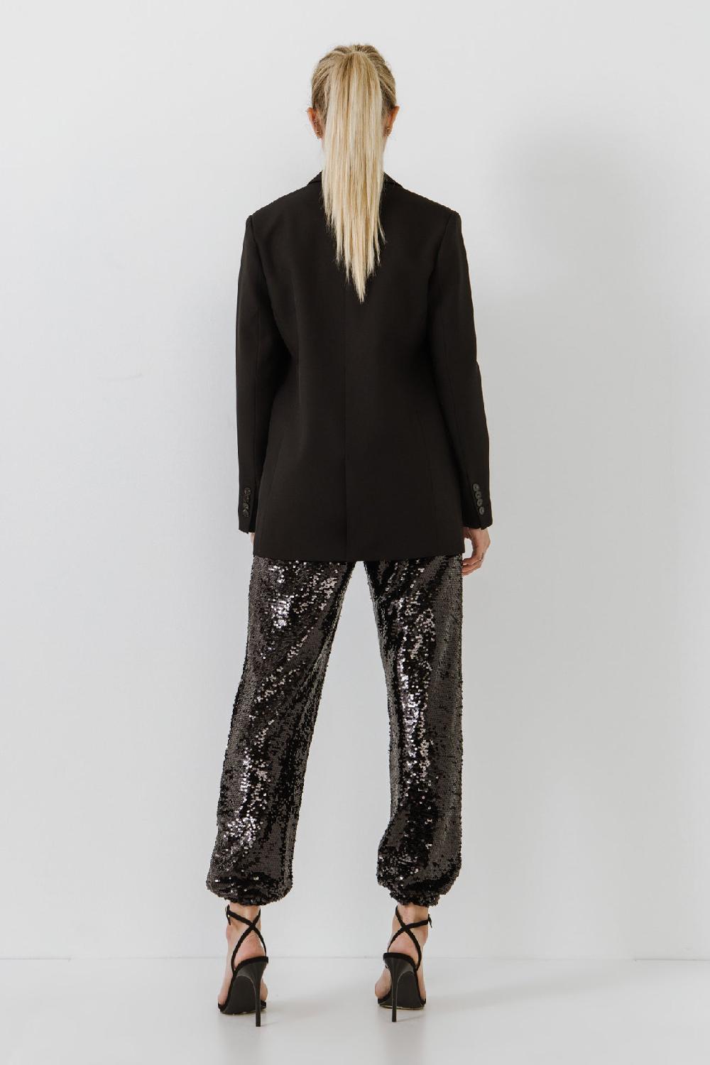 Endless Rose Relaxed Woven Blazer BLACK