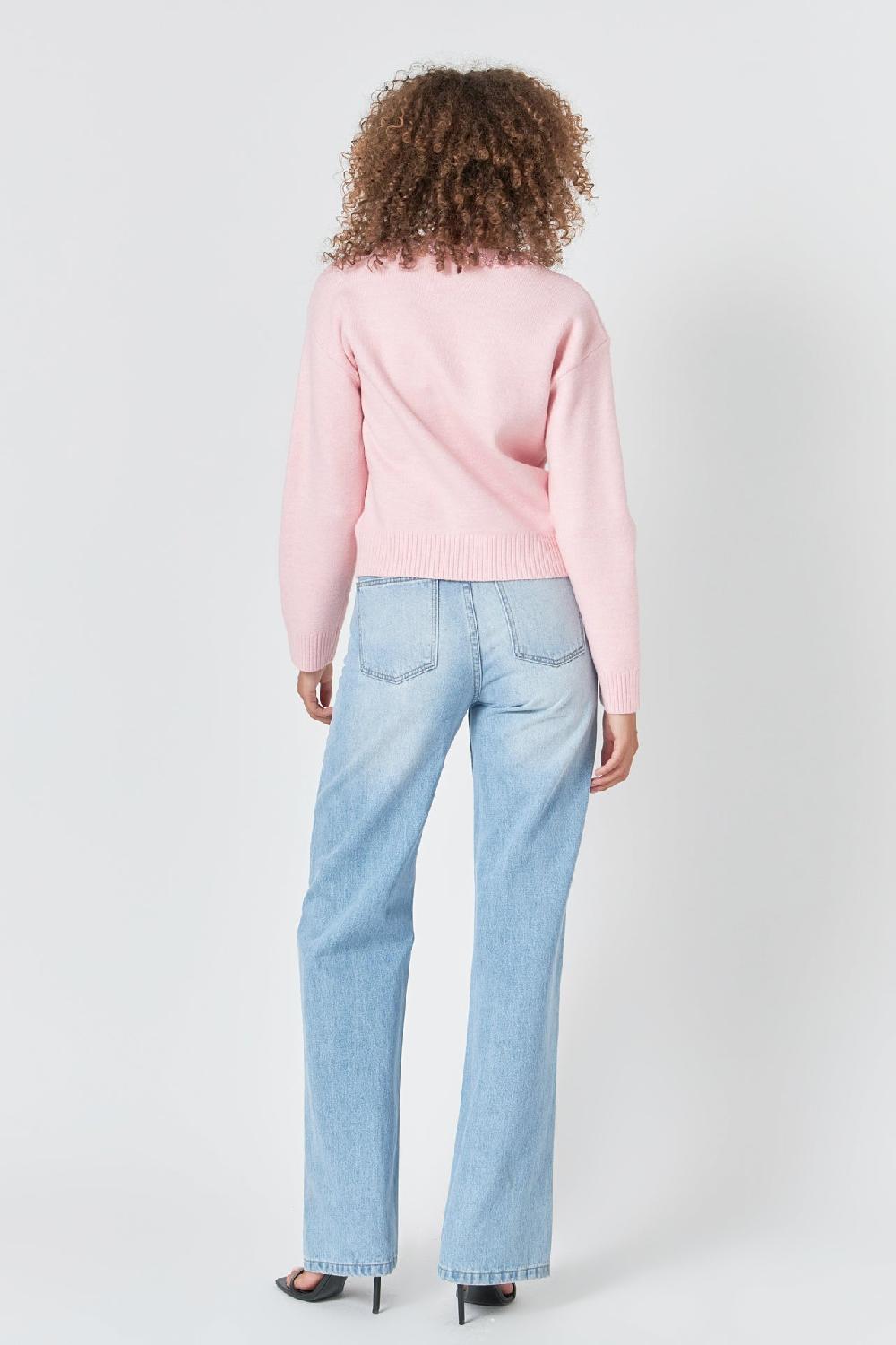 Endless Rose Rhinestone Knit Top LIGHT PINK