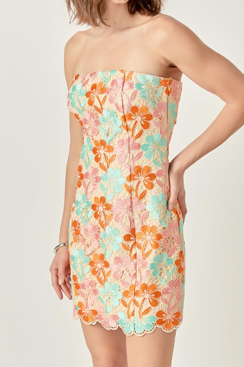 Endless Rose Rhinestone Lace Dress MULTI COLOR