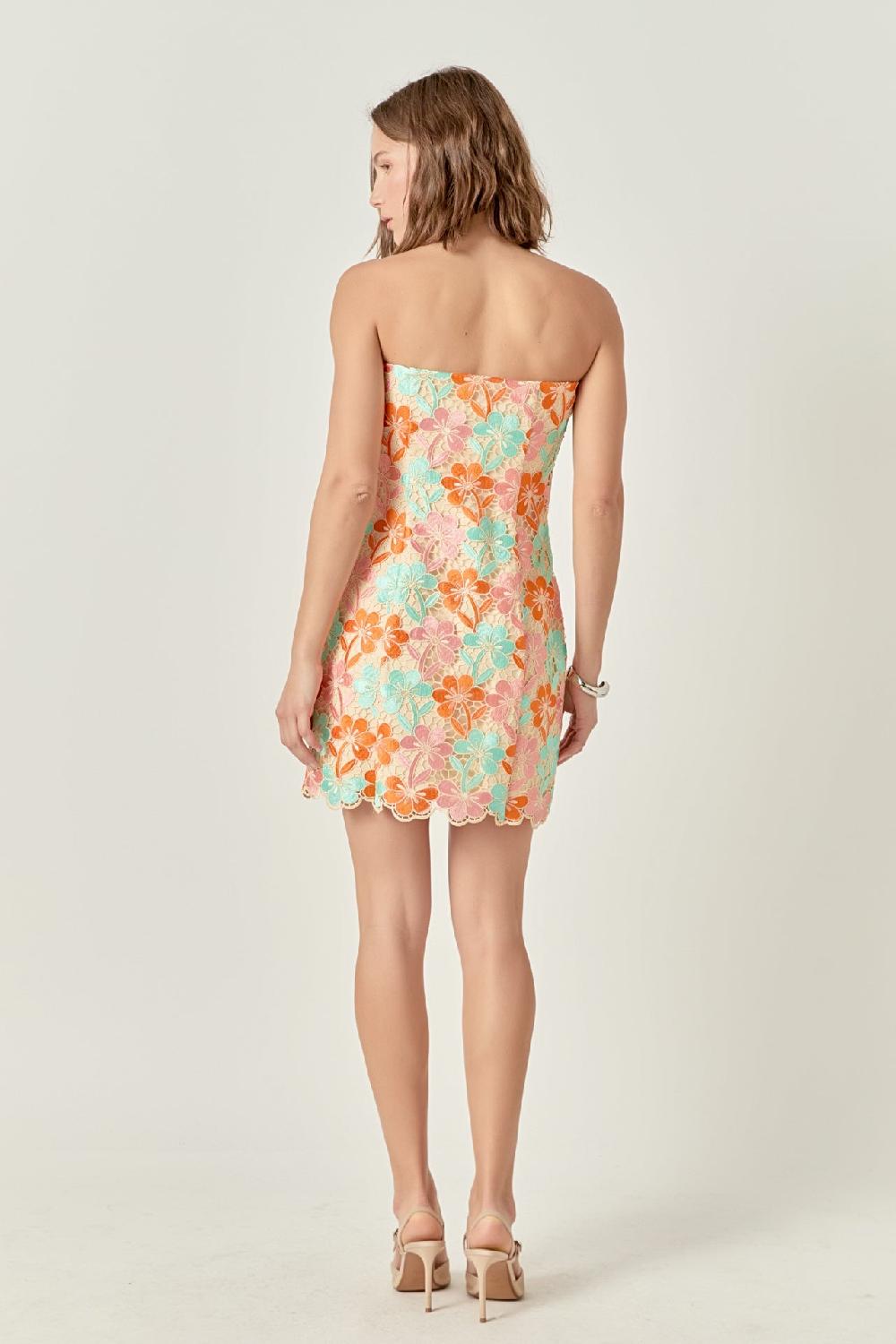 Endless Rose Rhinestone Lace Dress MULTI COLOR