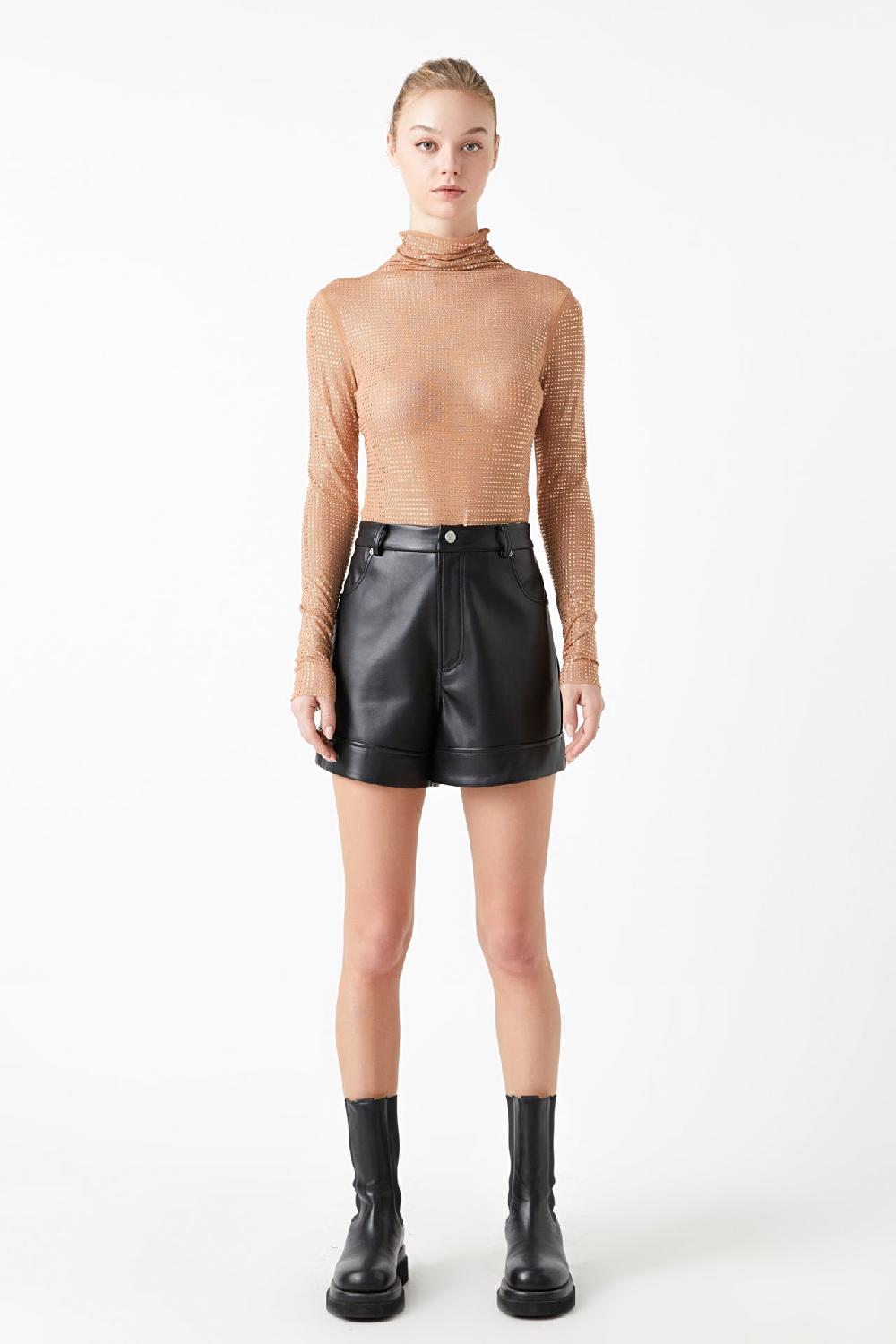 Endless Rose Rhinestone Mesh Bodysuit NUDE