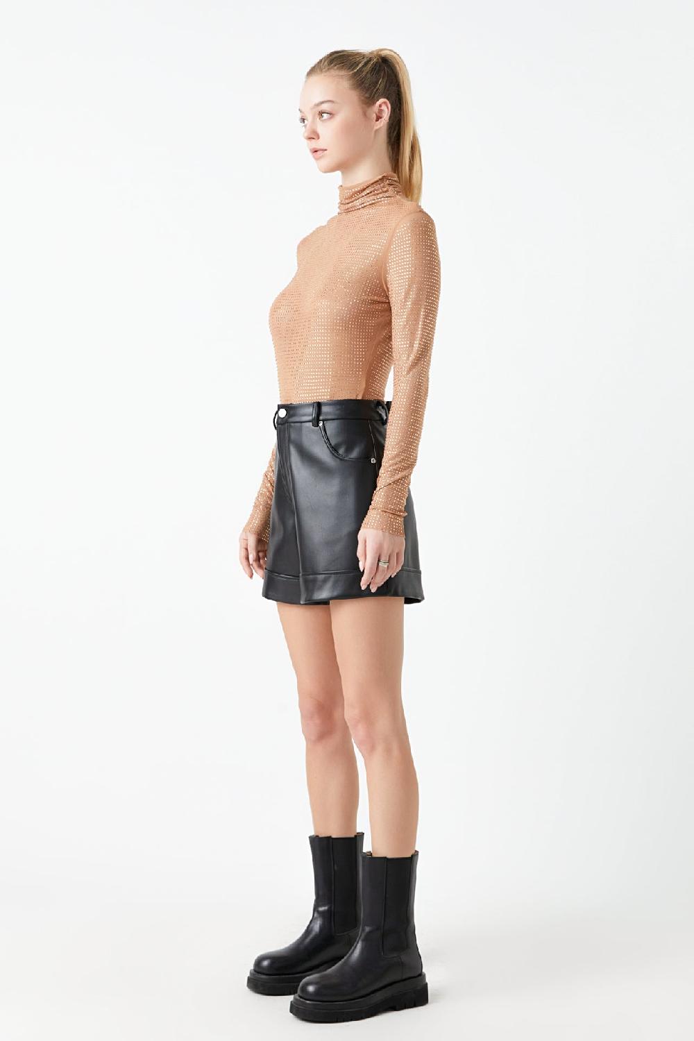 Endless Rose Rhinestone Mesh Bodysuit NUDE