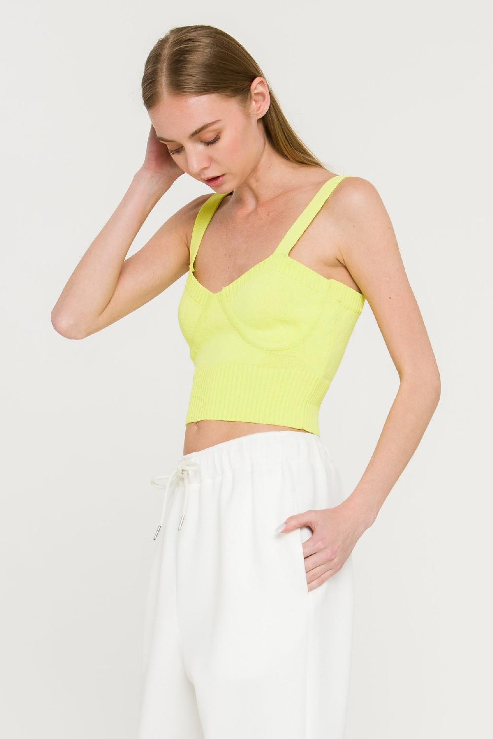 Endless Rose Ribbed Crop Top LIME