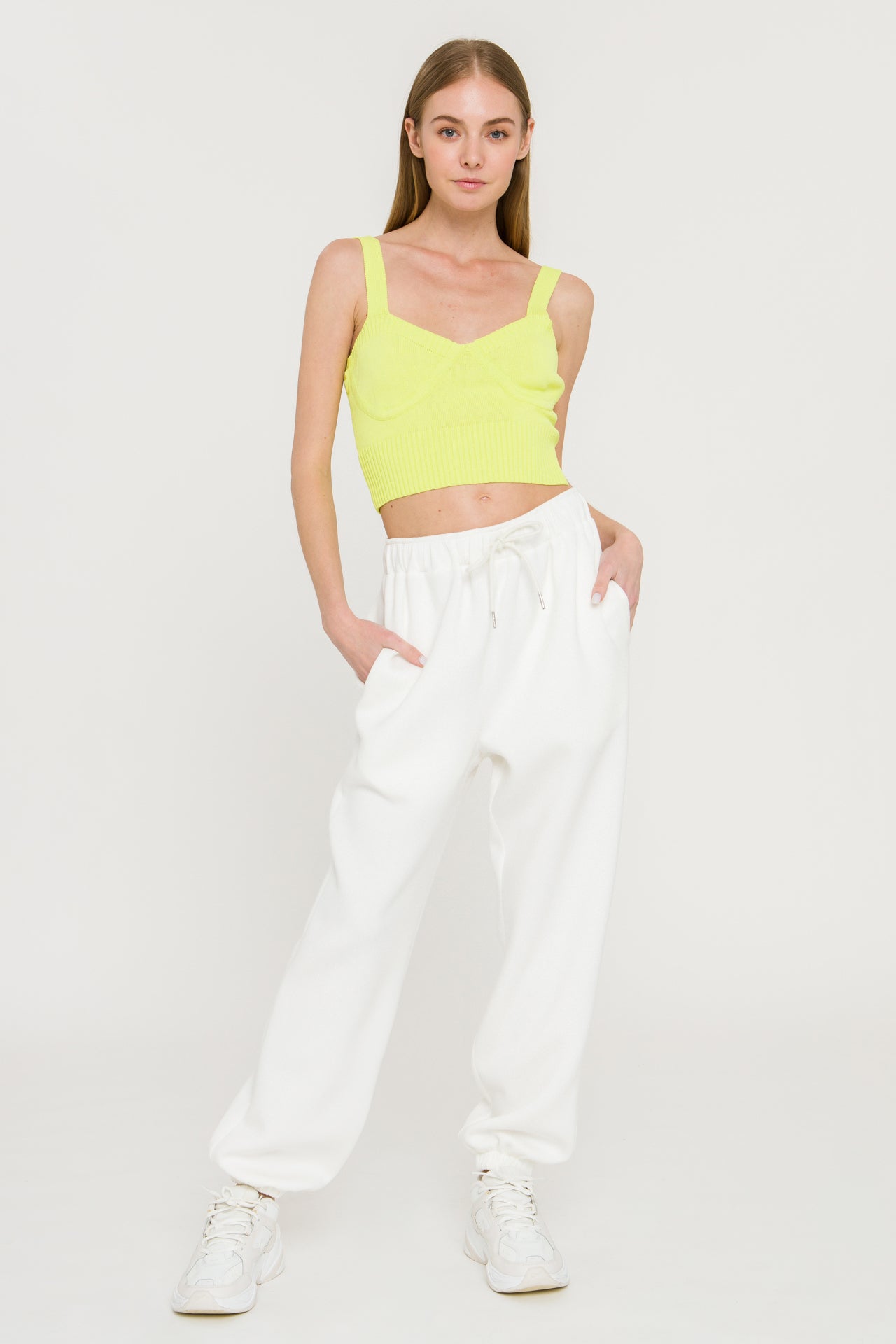 endless rose Ribbed Crop Top LIME