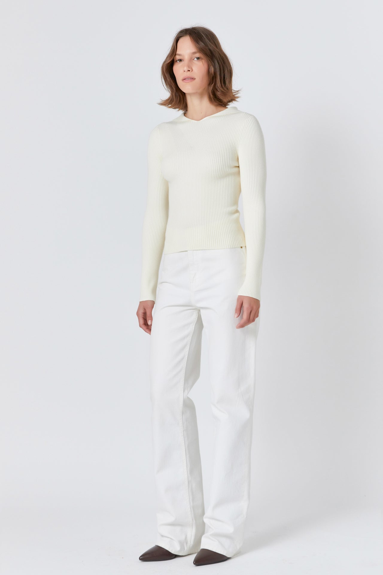 Endless Rose Ribbed Detail Hoodie Sweater CREAM