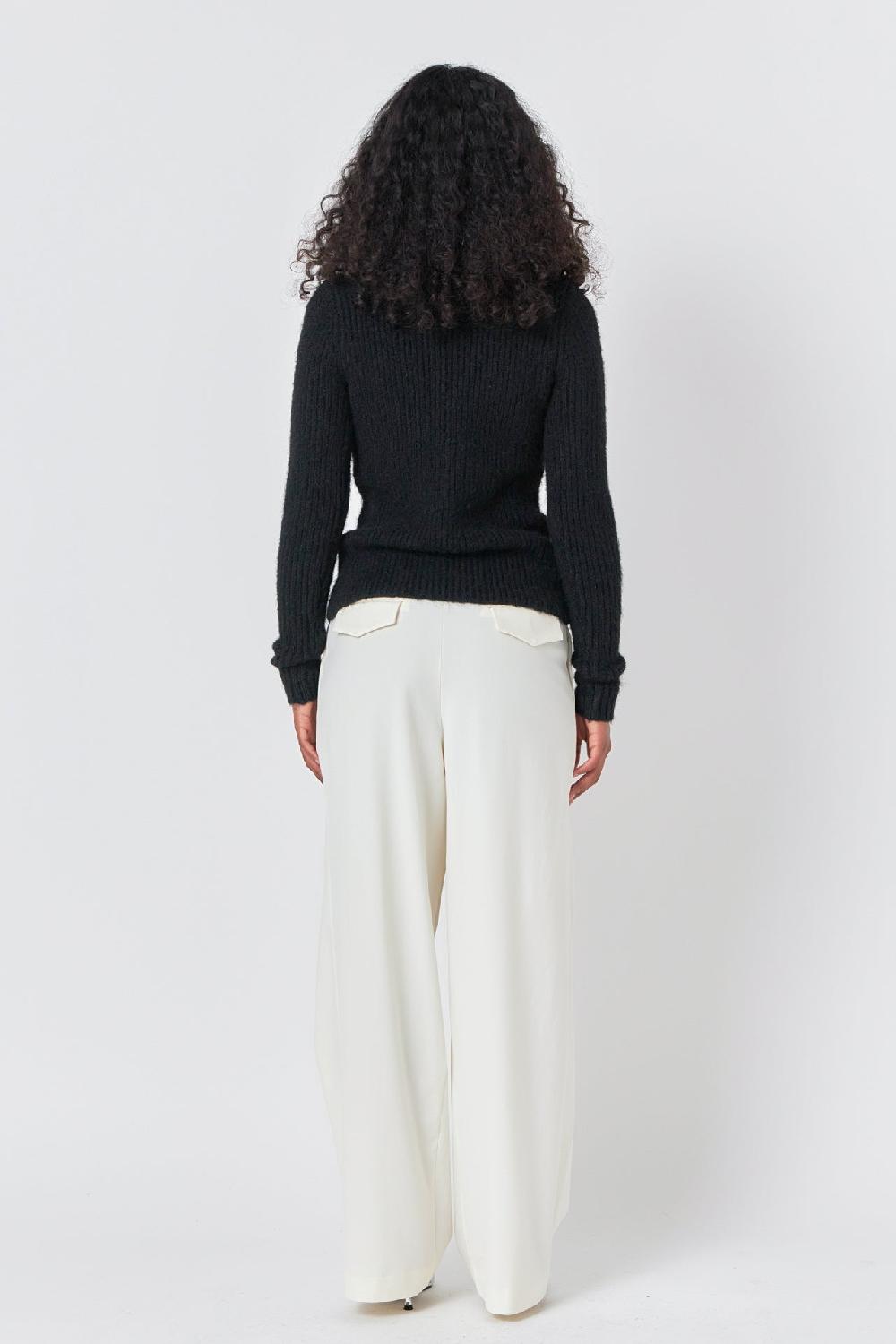 Endless Rose Ribbed Long Sleeve Top BLACK