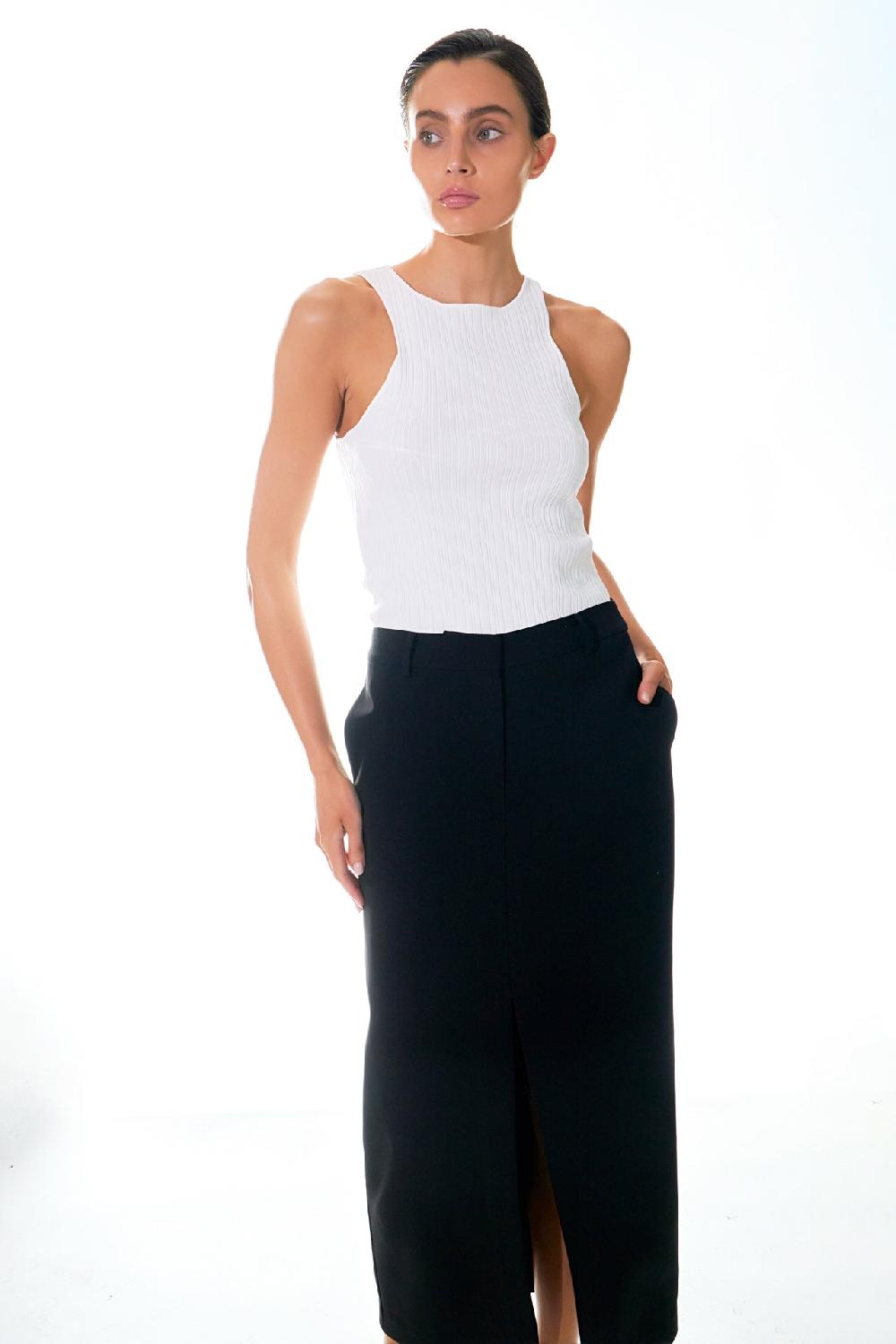 Endless Rose Ribbed Racer Back Slick Tank WHITE