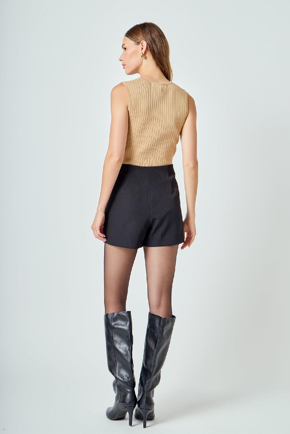 Endless Rose Ribbed Sleeveless Top CAMEL