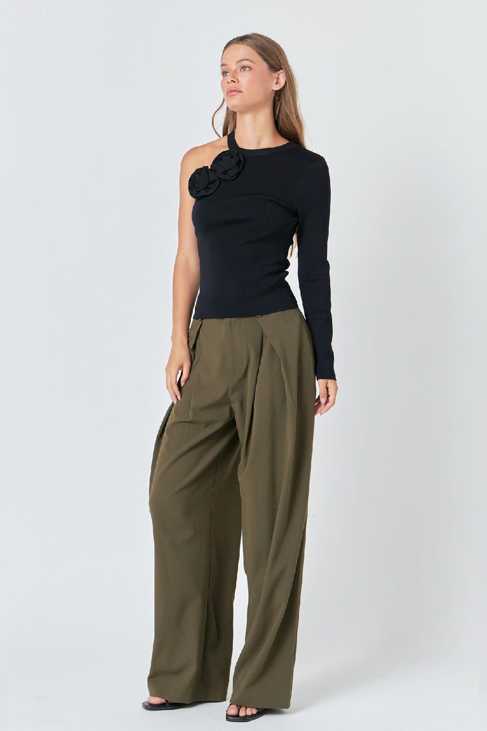 Endless Rose Rose Knit Top BLACK