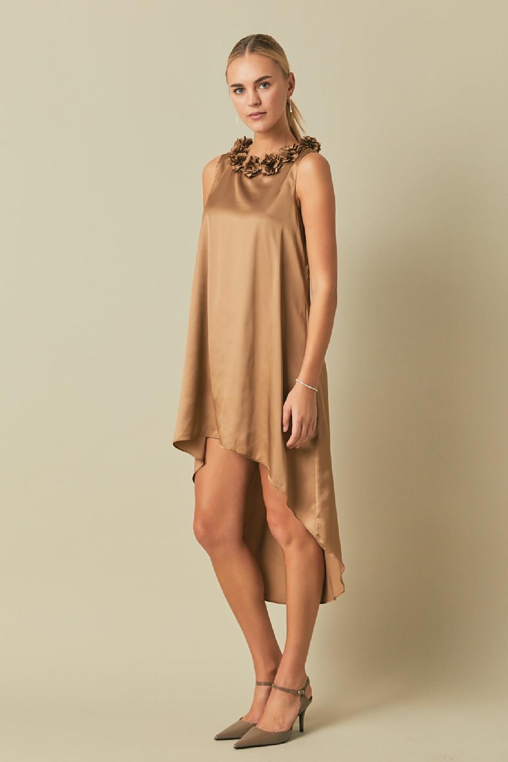 Endless Rose Rosette Maxi Dress BRONZE GOLD