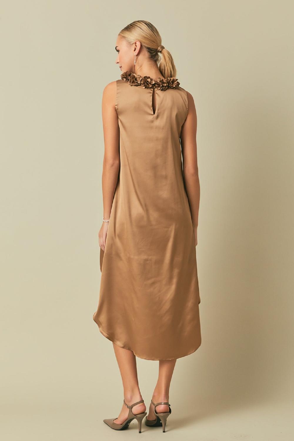 Endless Rose Rosette Maxi Dress BRONZE GOLD