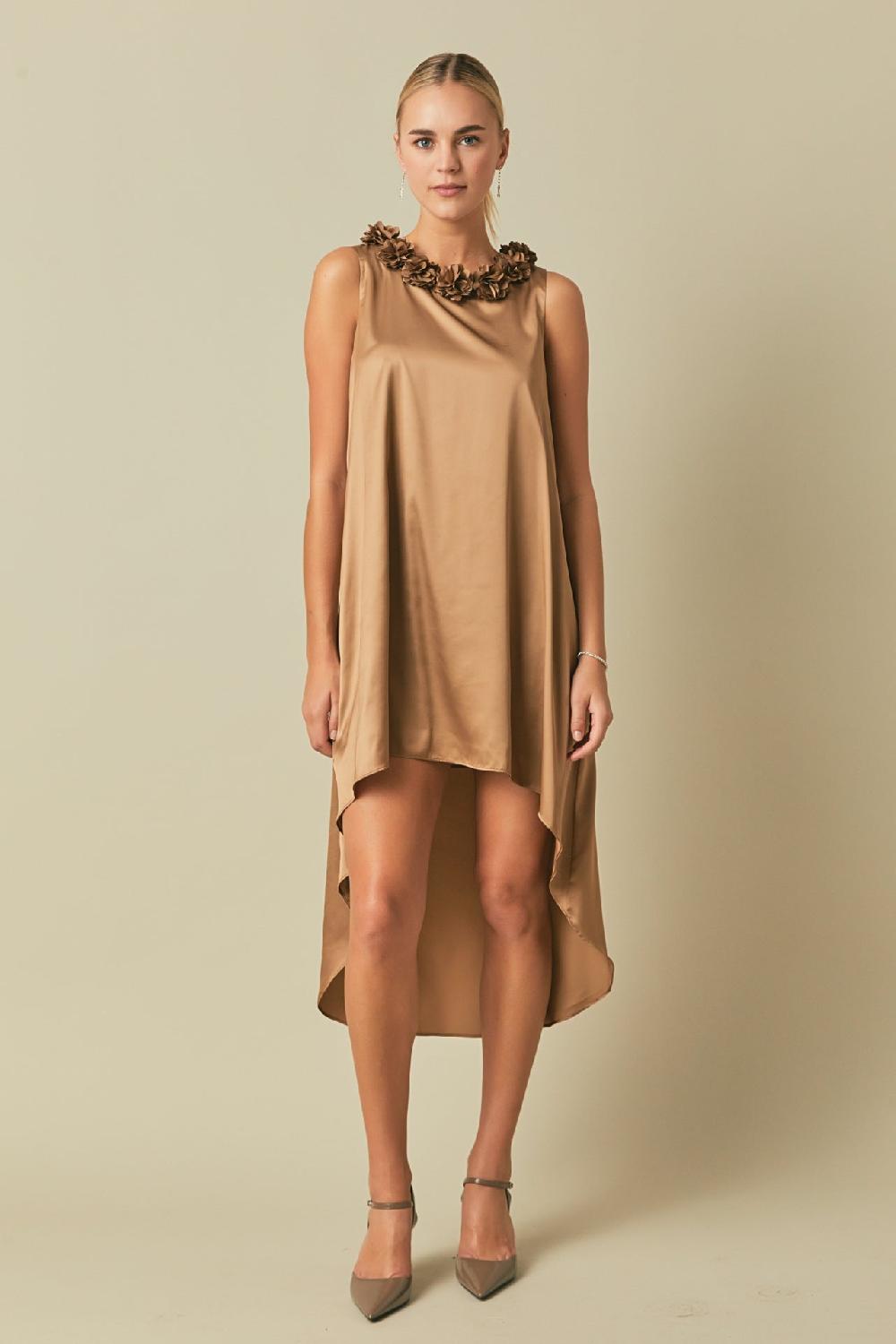 endless rose Rosette Maxi Dress BRONZE GOLD