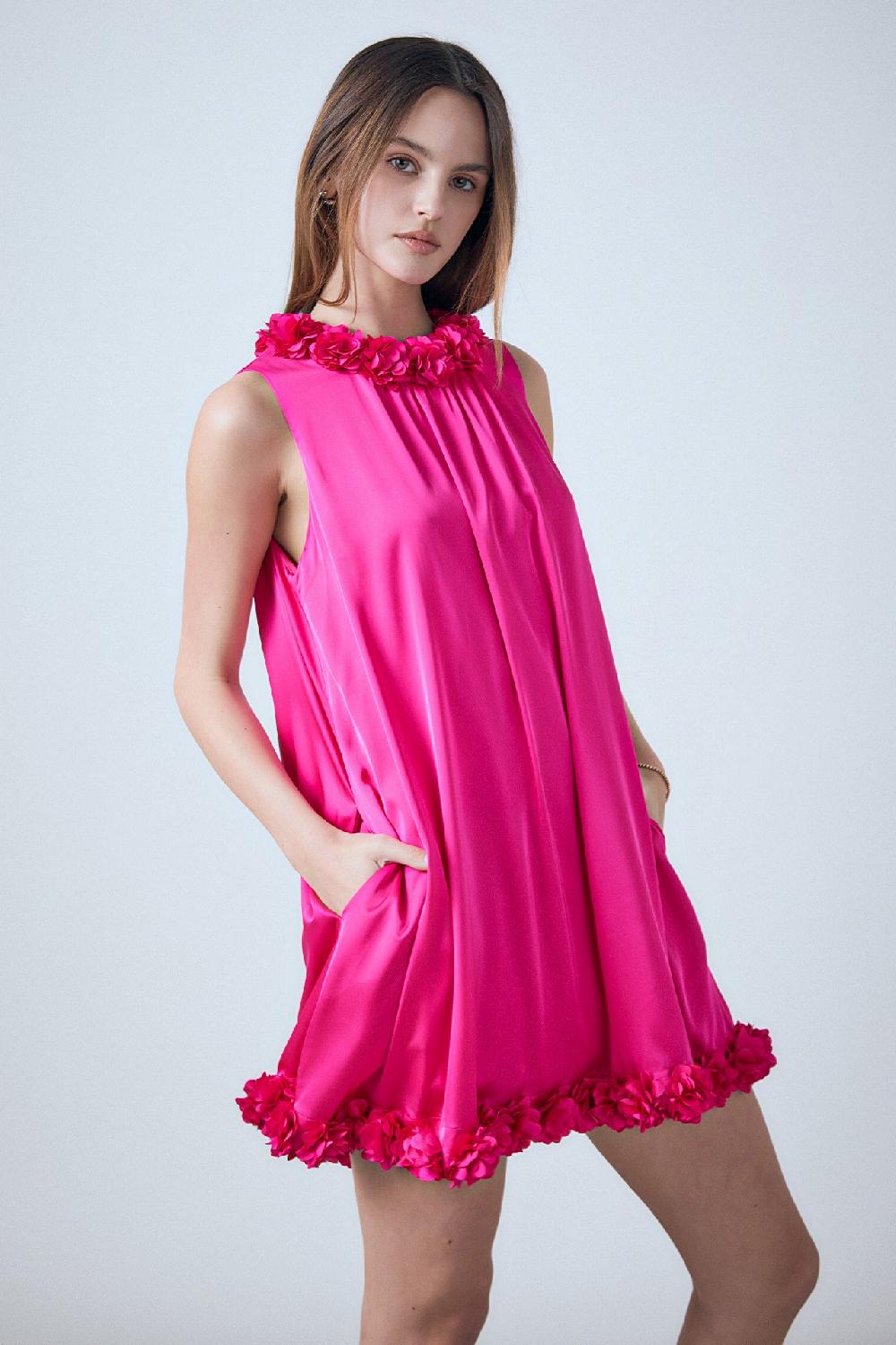endless rose Rosette Mini Dress FUCHSIA