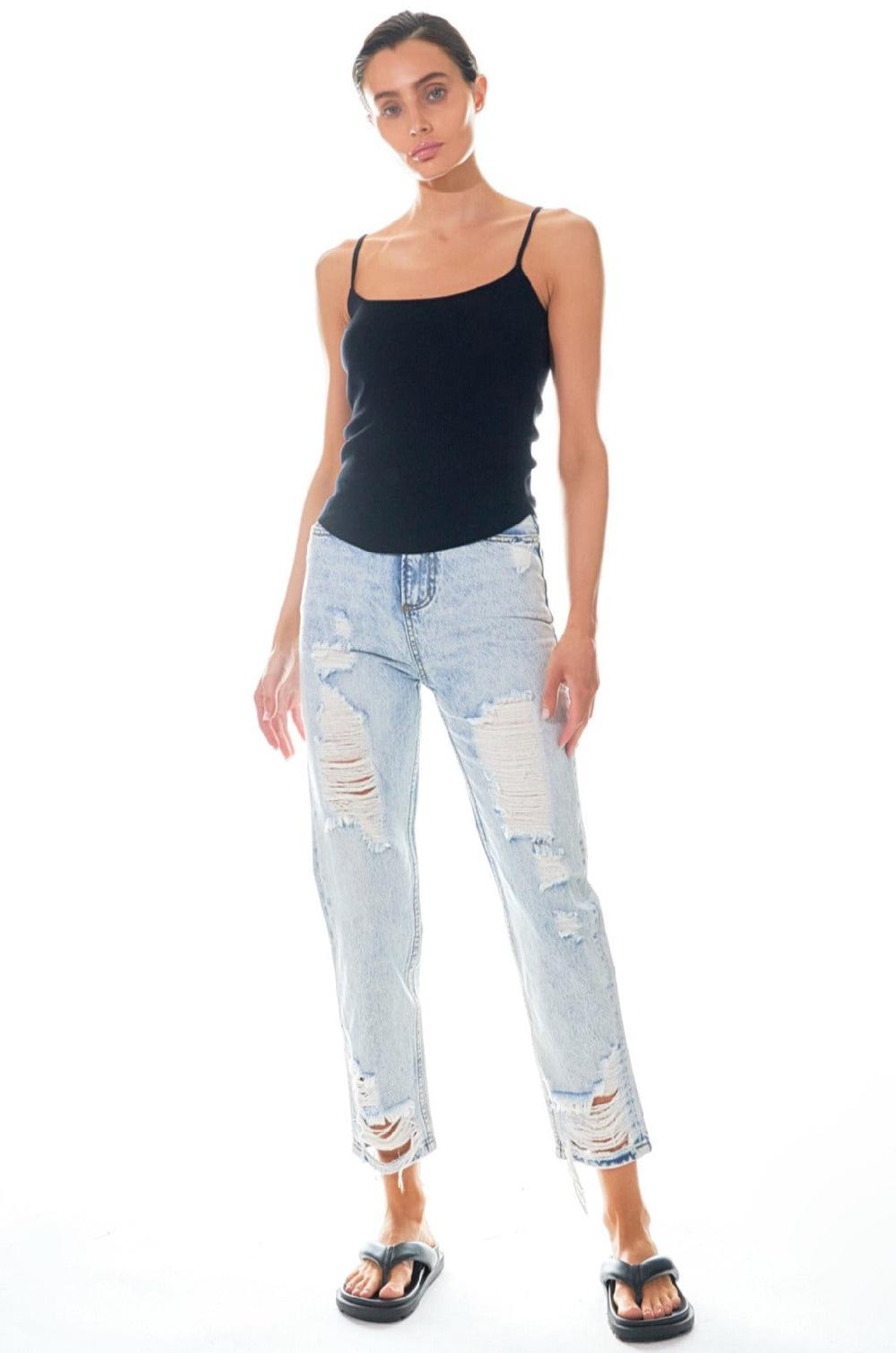 Endless Rose Round Hem Knit Tank Top BLACK