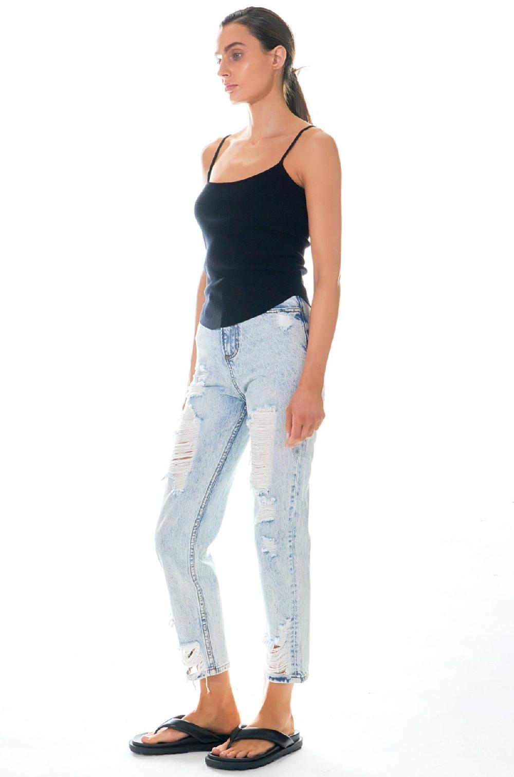 Endless Rose Round Hem Knit Tank Top BLACK