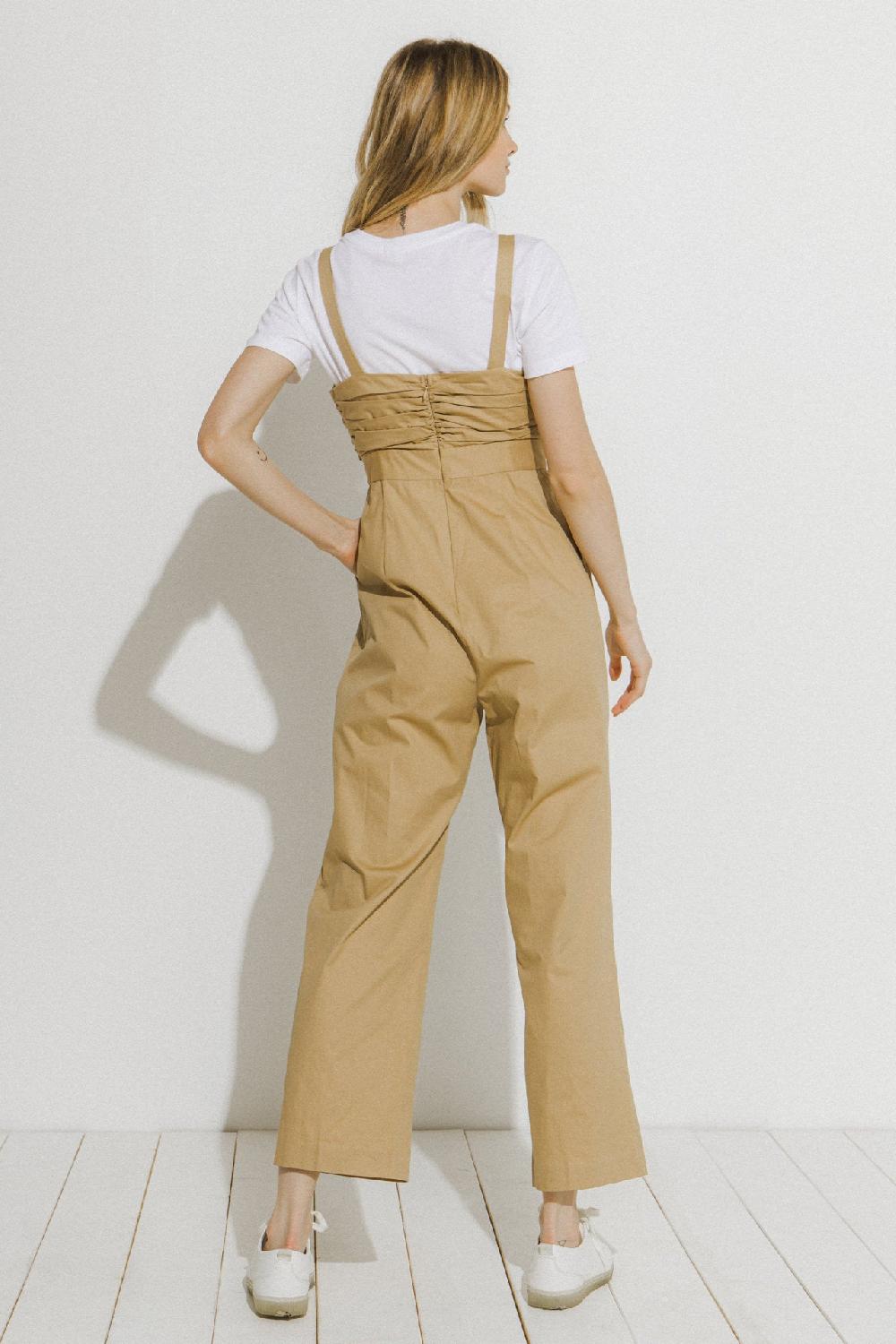 Endless Rose Ruched Detail Jumpsuit BEIGE