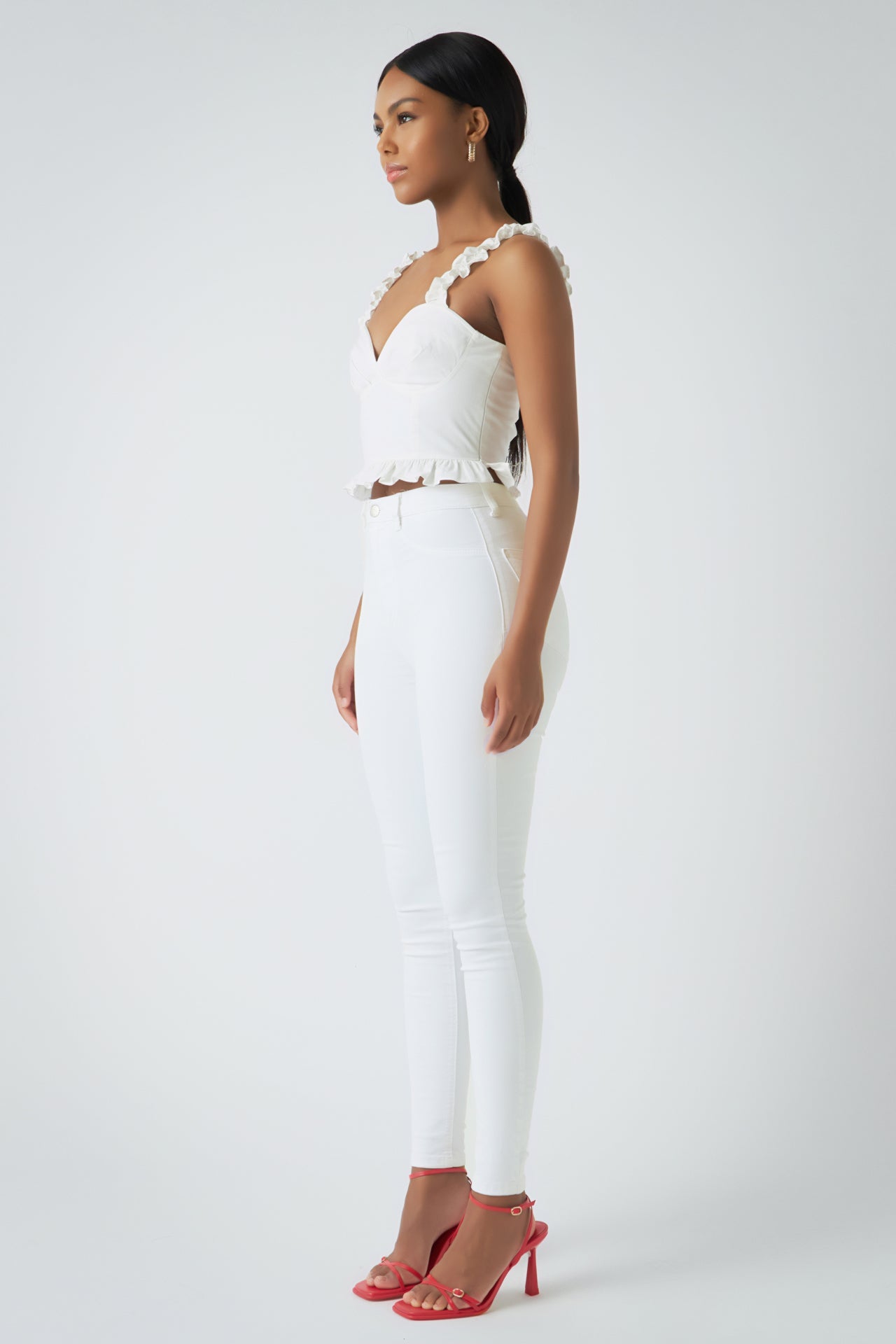 Endless Rose Ruffle Detail Bustier Top WHITE