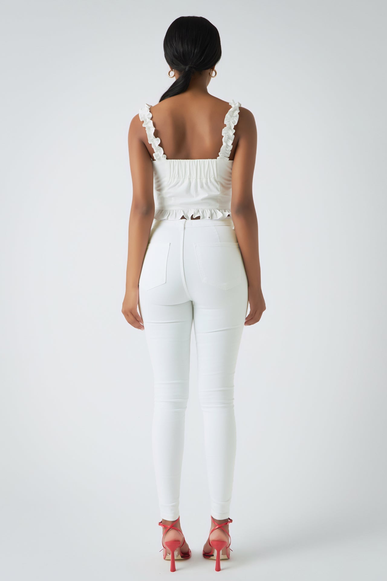 Endless Rose Ruffle Detail Bustier Top WHITE