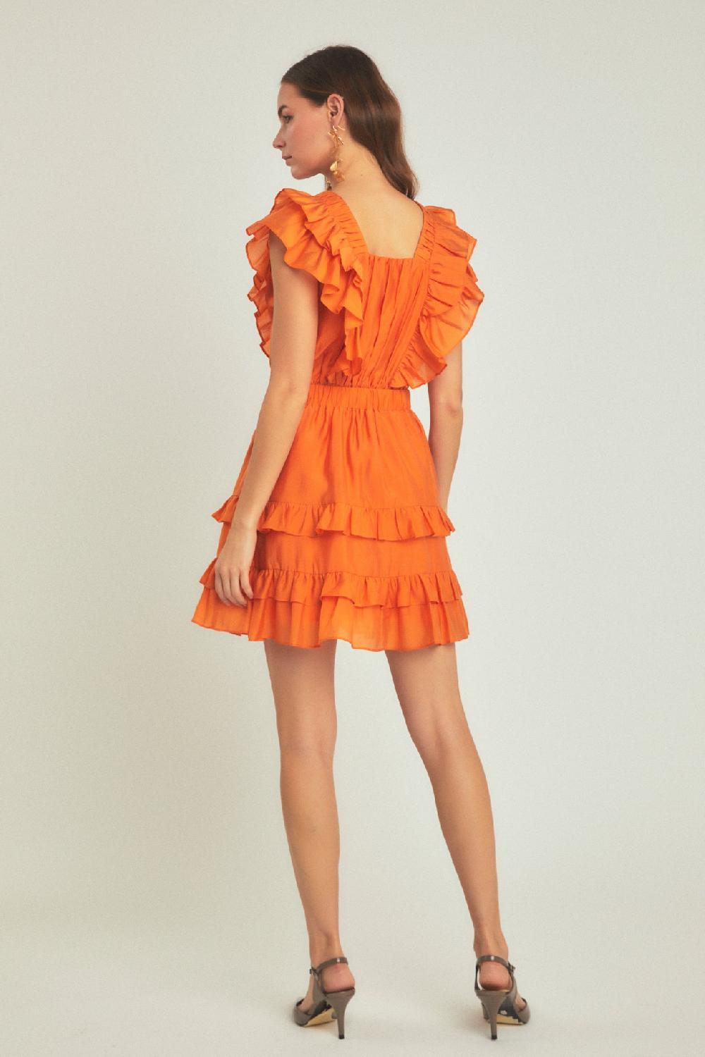Endless Rose Ruffle Detail Mini Dress ORANGE