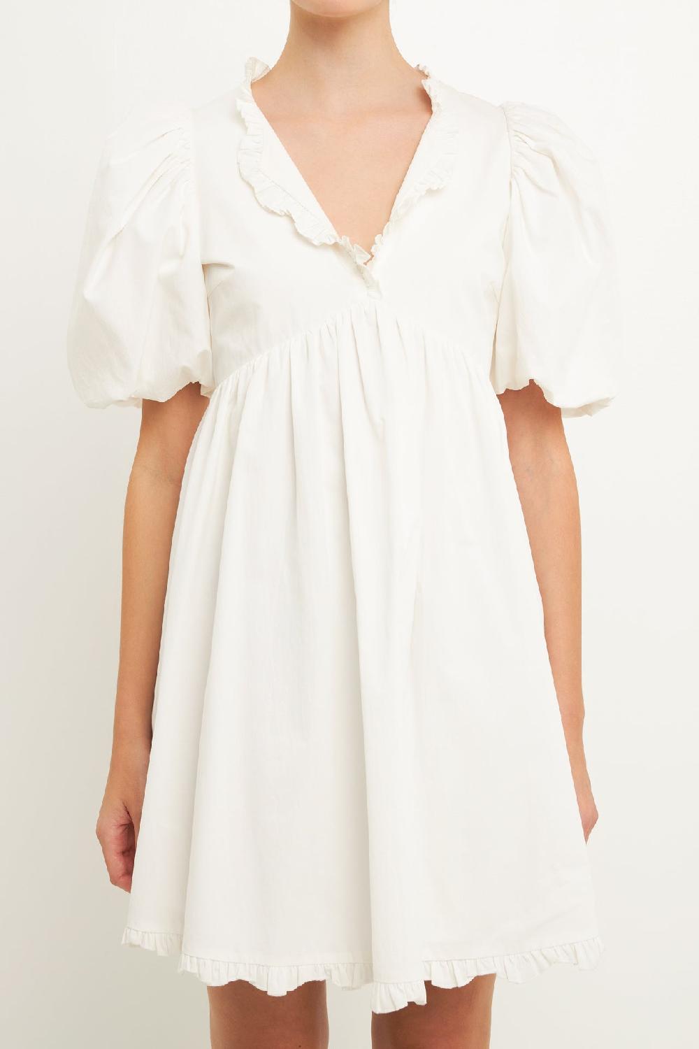 Endless Rose Ruffle Detail Mini Dress WHITE