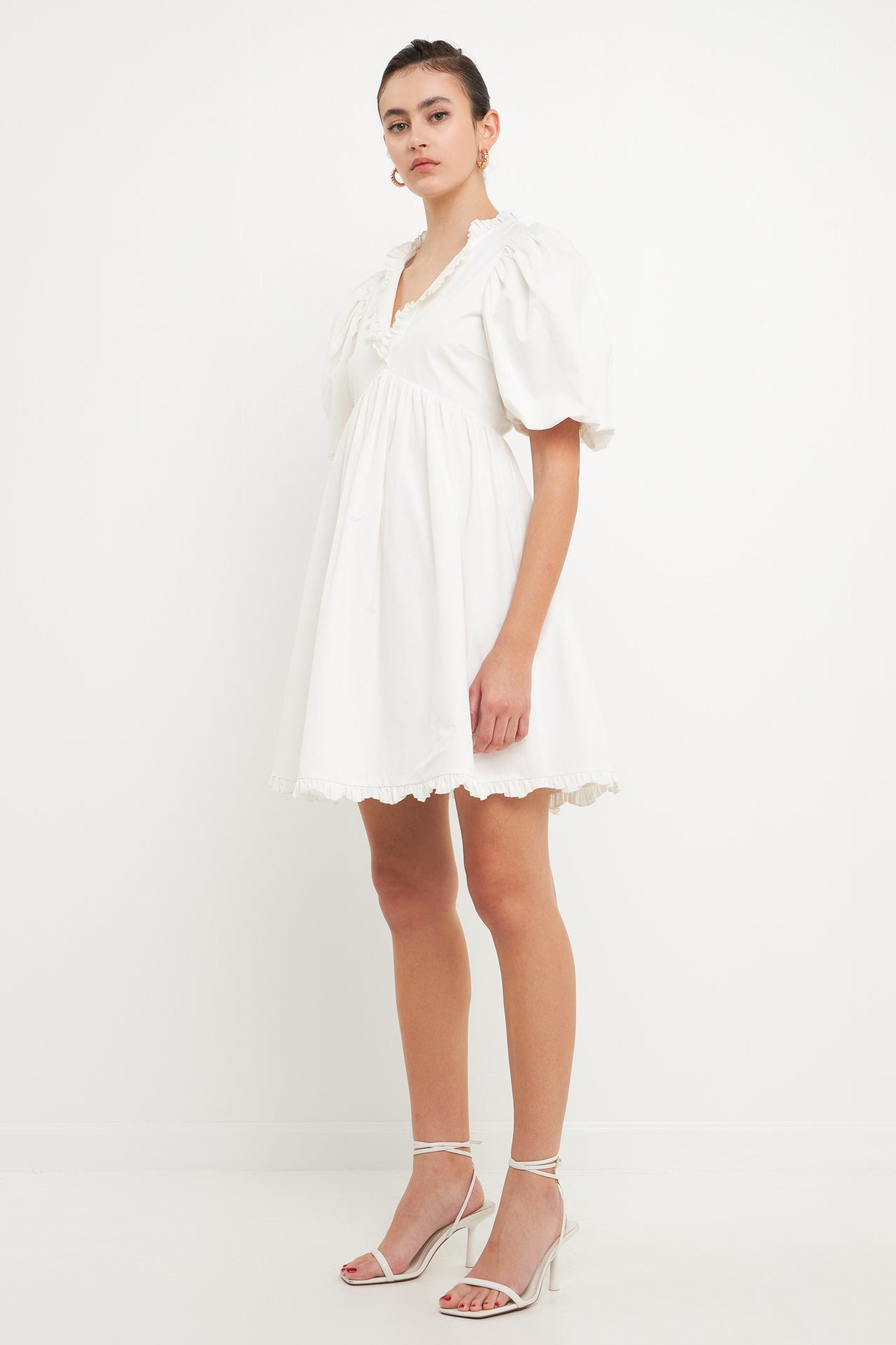 Endless Rose Ruffle Detail Mini Dress WHITE