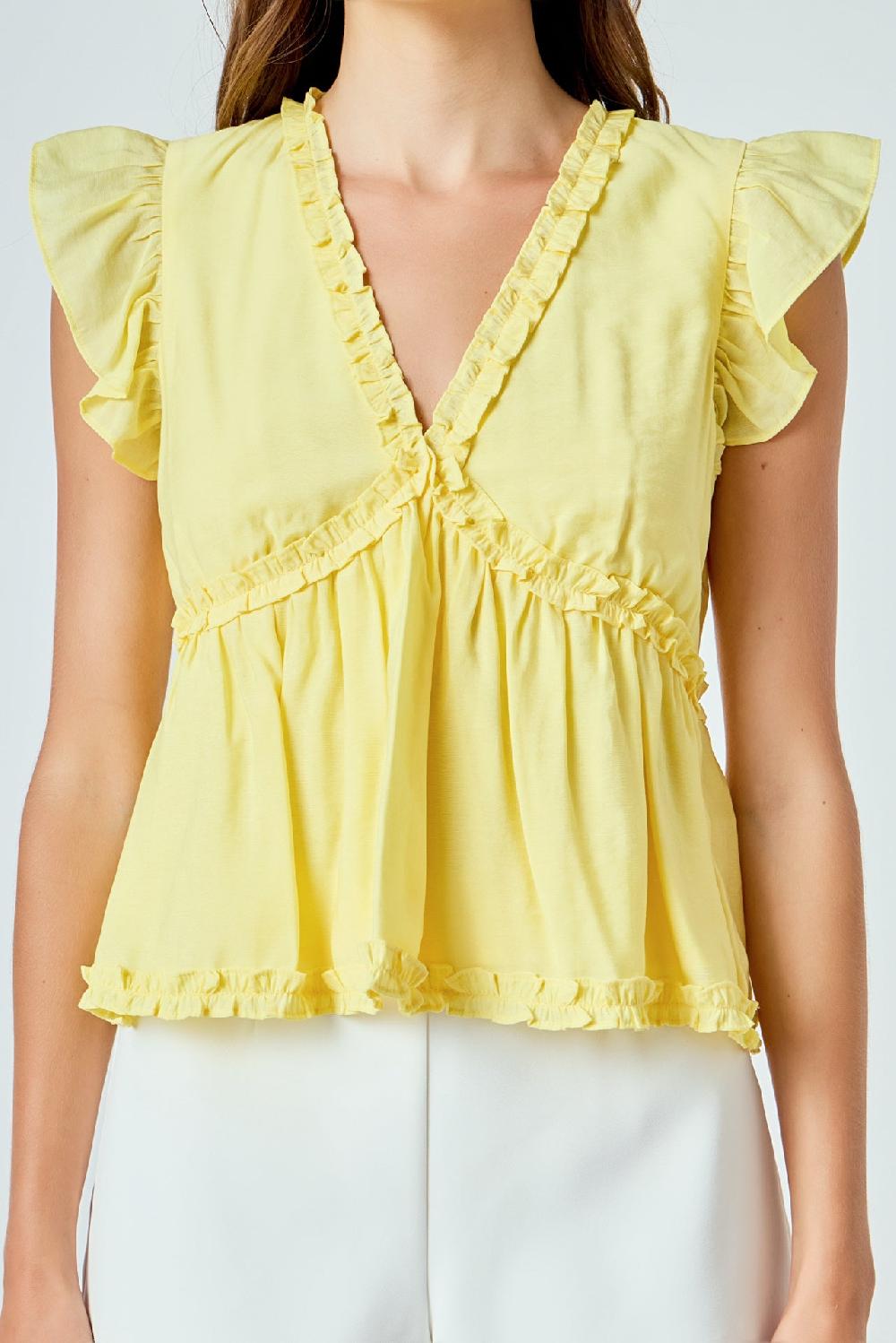 Endless Rose Ruffle Detail Top YELLOW