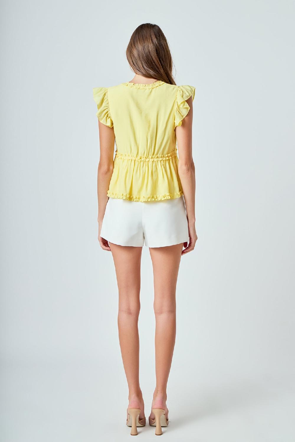 Endless Rose Ruffle Detail Top YELLOW
