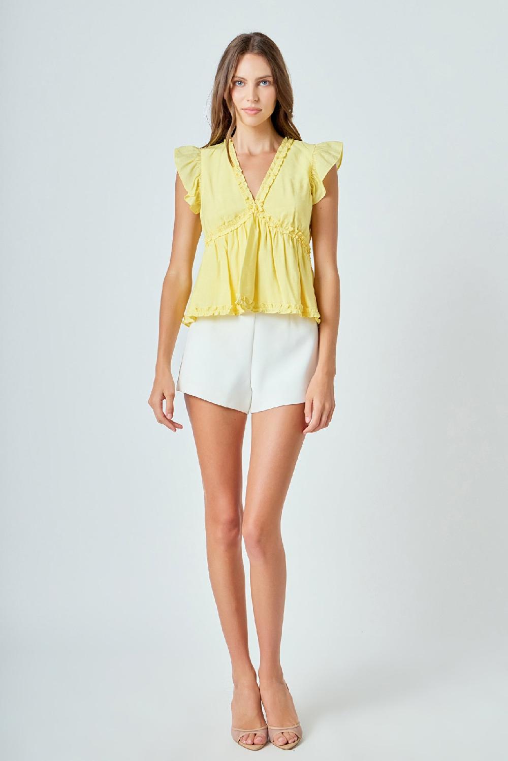 Endless Rose Ruffle Detail Top YELLOW