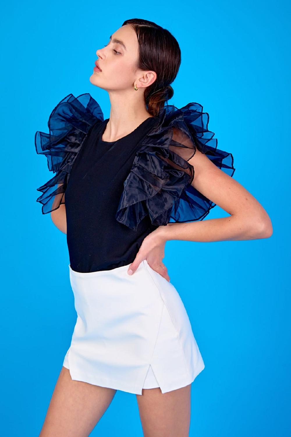 endless rose Ruffle Top BLACK
