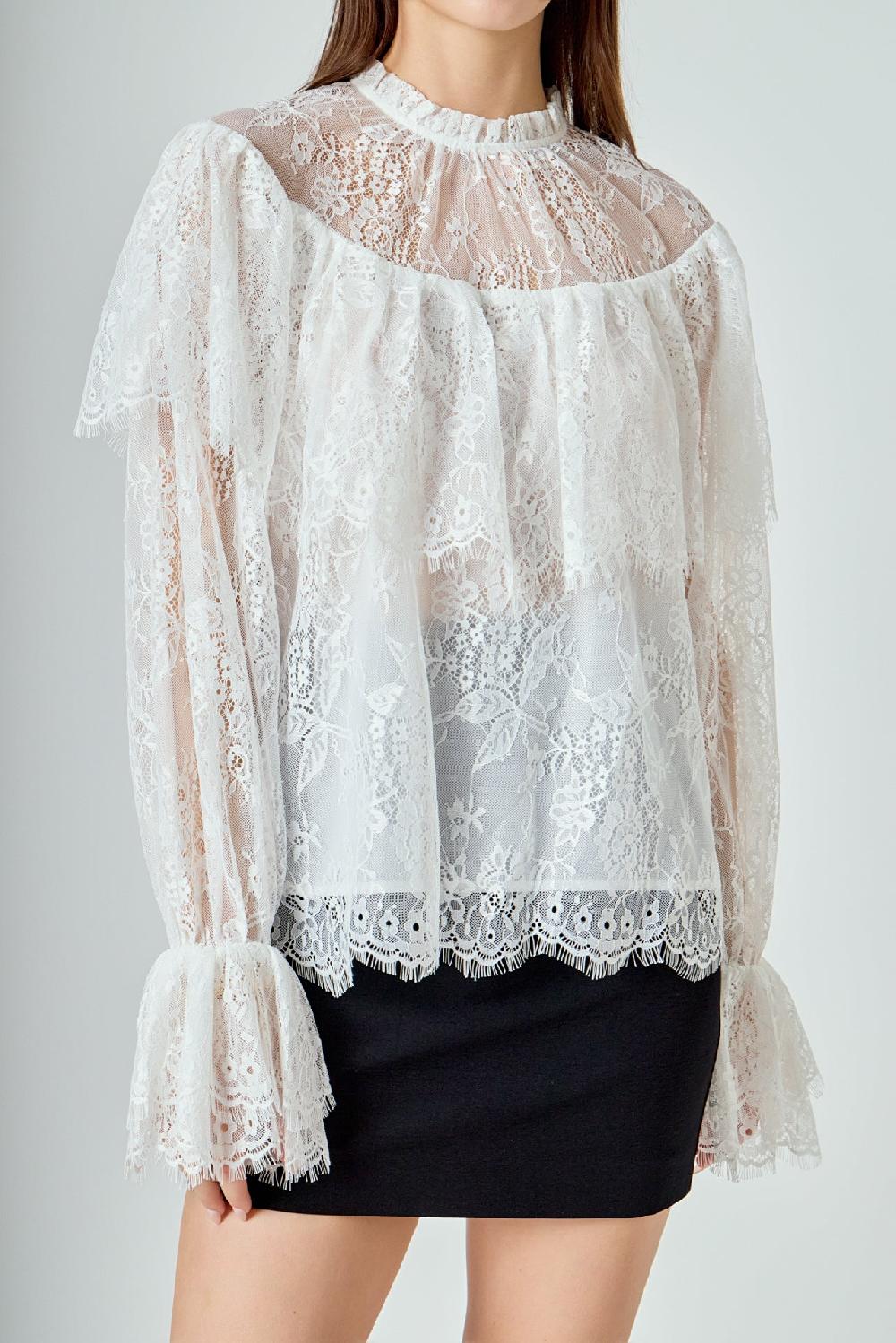 endless Rose Ruffled Lace Blouse IVORY