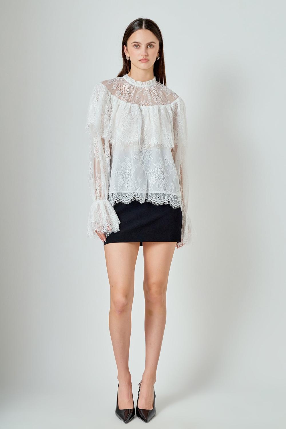 endless Rose Ruffled Lace Blouse IVORY