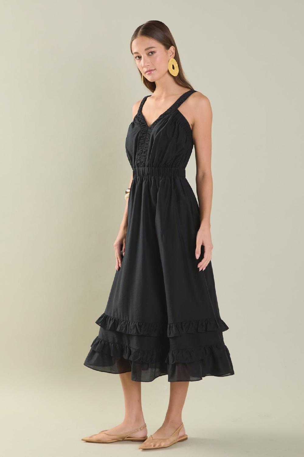 Endless Rose Ruffled Maxi Dress BLACK